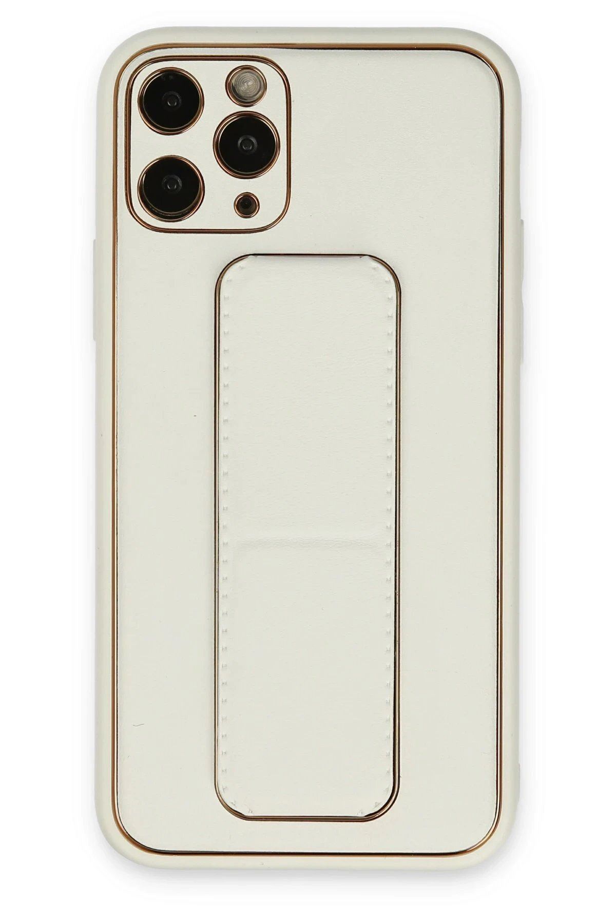Toptan Bulurum iPhone 11 Pro Kılıf Coco Deri Standlı Kapak - Beyaz