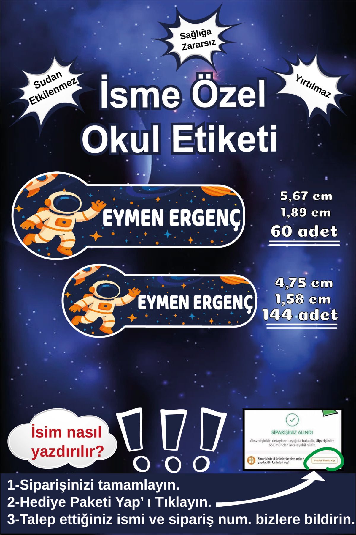 Ayza Tasarım Kalem Defter Kitap Etiketi İsim Etiketi Kişiye Özel Yapışkanlı Erkek Çocuk Okul Etiketi Kırtasiye