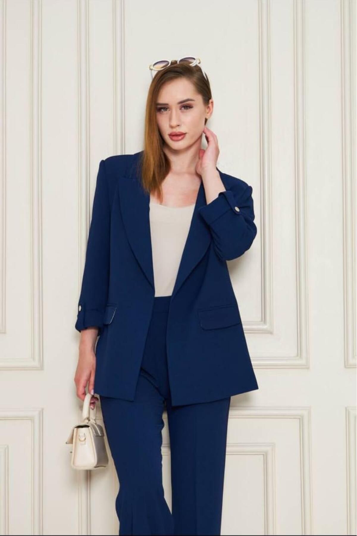 LOVELF Kısa Kolu Düğmeli Blazer Takım