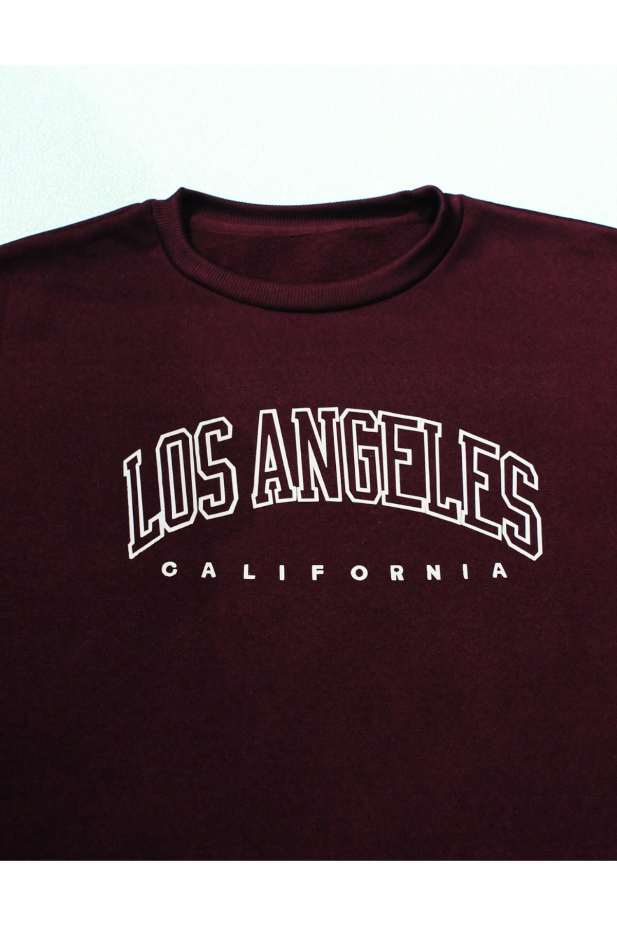 COHERENT  Unisex Kadın/Erkek LOS ANGELES Özel Renkli Oversize Bisiklet Yaka Pamuklu Sweatshirt - Görsel 3