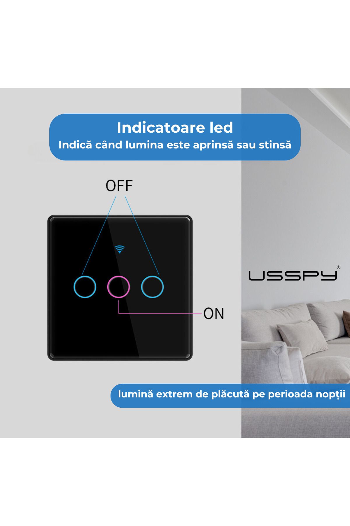 ARMY STORE-Wireless smart switch with touch, Wifi, 1 channel, Black 3