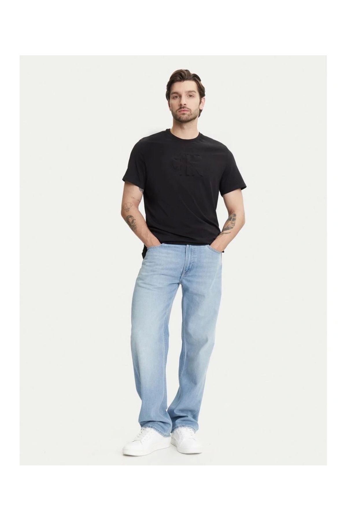 Calvin Klein Jeans SS 20s CK DEBOSS MONO GRAPHIC TE Erkek Siyah T-shirt LV04RC824G-UB1