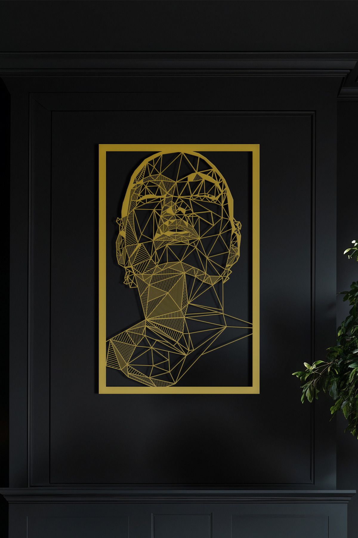 cncrafft Geometrik Yüz Metal Tablo – Soyut Hatlarla Modern Portre Duvar Dekoru