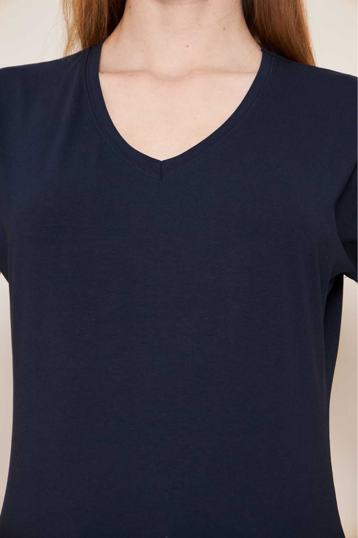 YÜKSEL IŞIK v yaka kolsuz düz renk T-Shirt