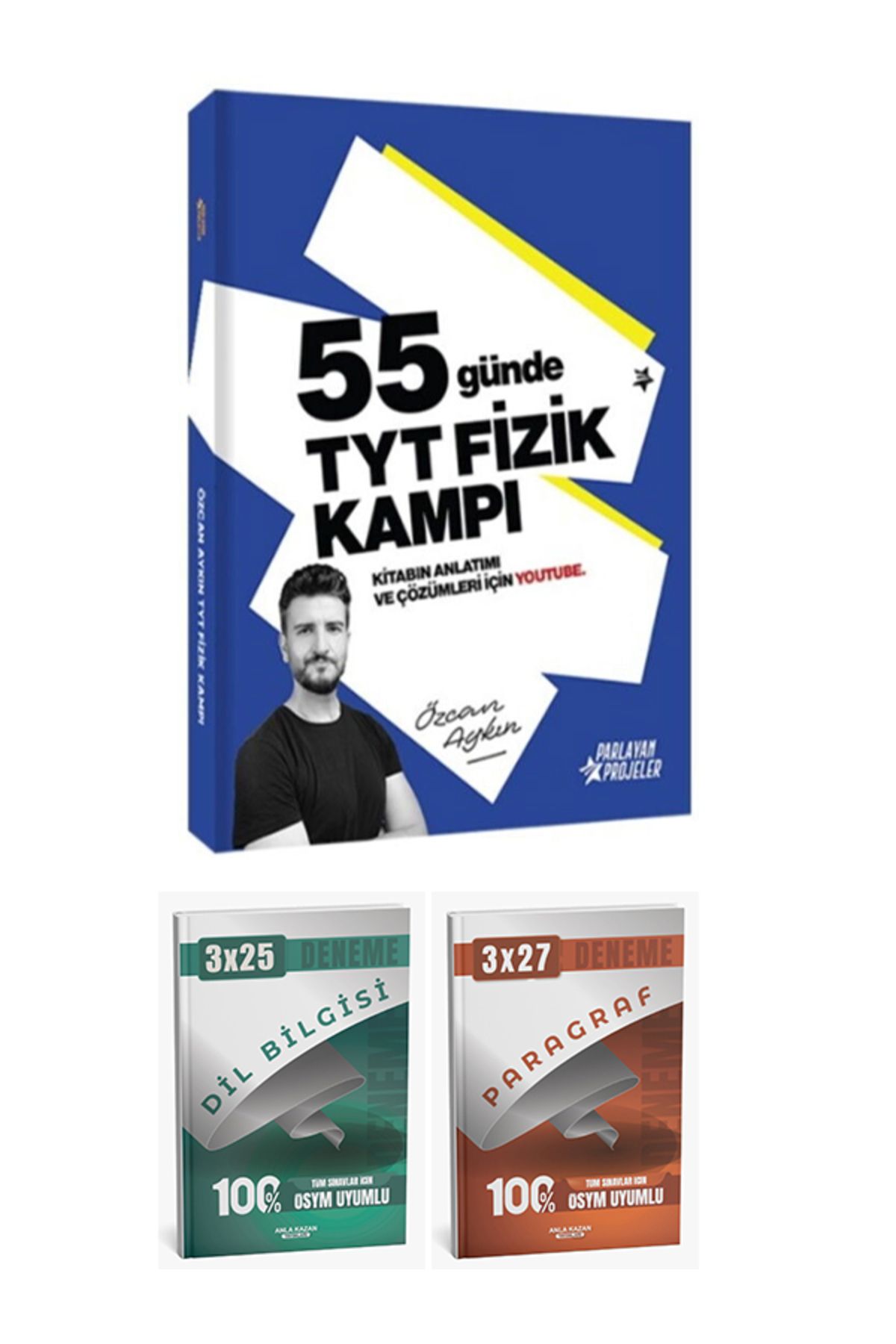 Anla Kazan Yayınları Parlayan Proje + Anla Kazan 2026 TYT 55 Günde Fizik Kamp ve Paragraf Dil Bilgisi Deneme 3 lü Set