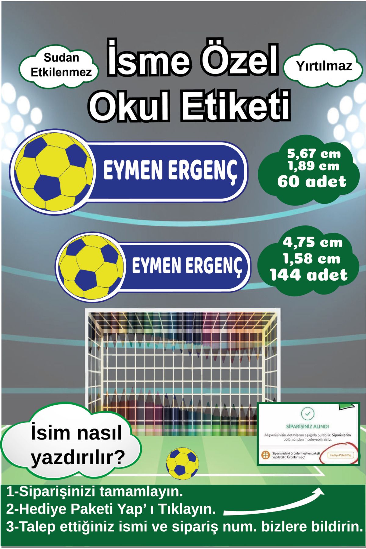 Ayza Tasarım Kalem Defter Kitap Etiketi İsim Etiketi Kişiye Özel Yapışkanlı Erkek Çocuk Okul Etiketi Kırtasiye