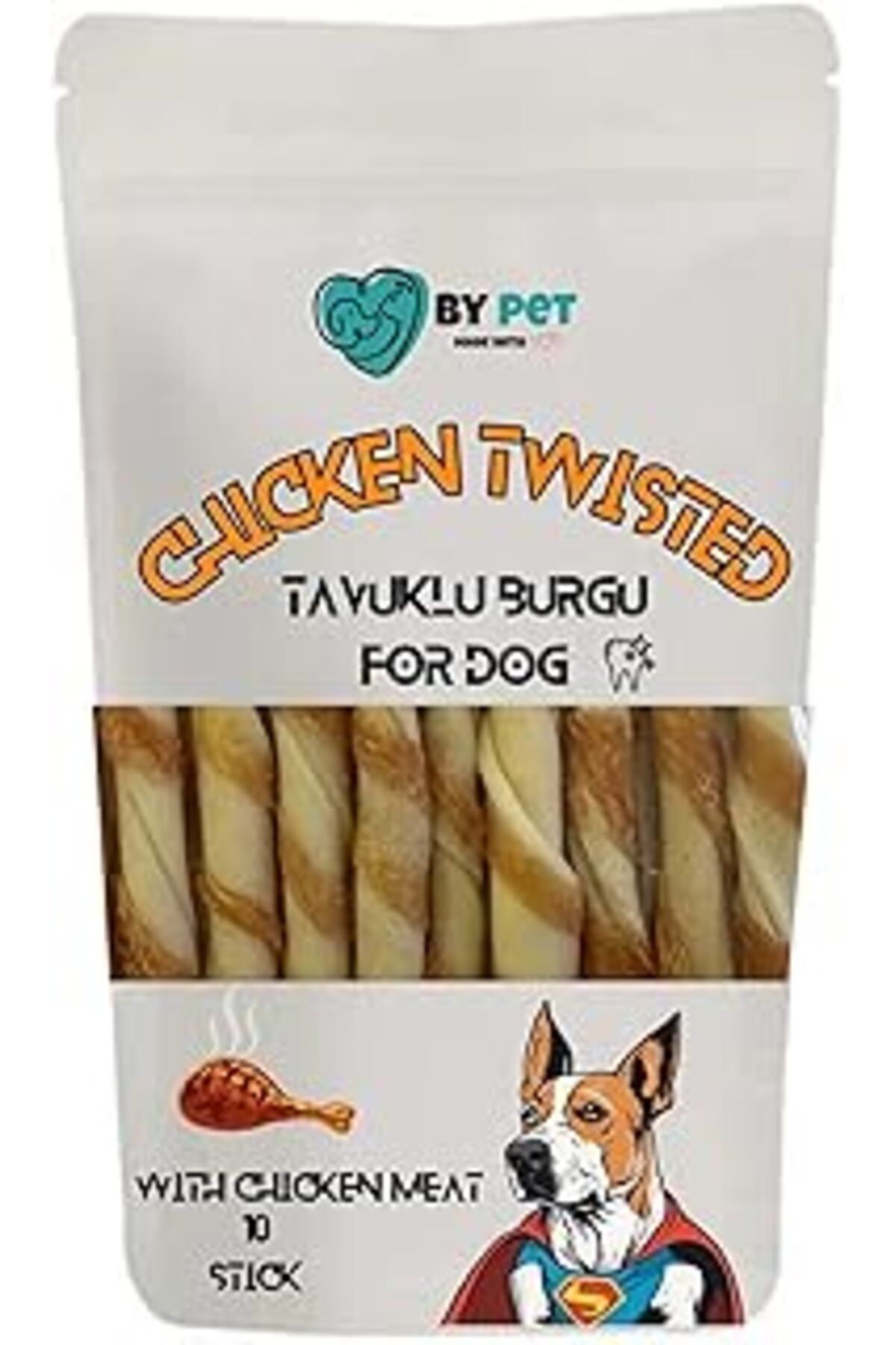 NETWORK ART Tavuk Sargılı Burgu Köpek Ödül Maması, Köpek Ödül Kemiği, Chicken Twisted, 10 Sticks