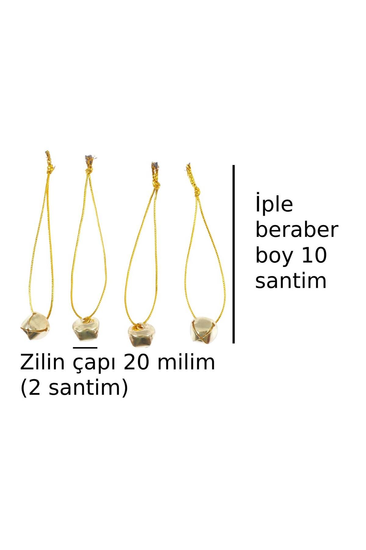 X-Perk Bebek Yılbaşı Ağaç Süs Hobi Zilli Çok Amaçlı Etkinlik Doğum Günü Zil Dekoratif İpli Süs 4 Adet