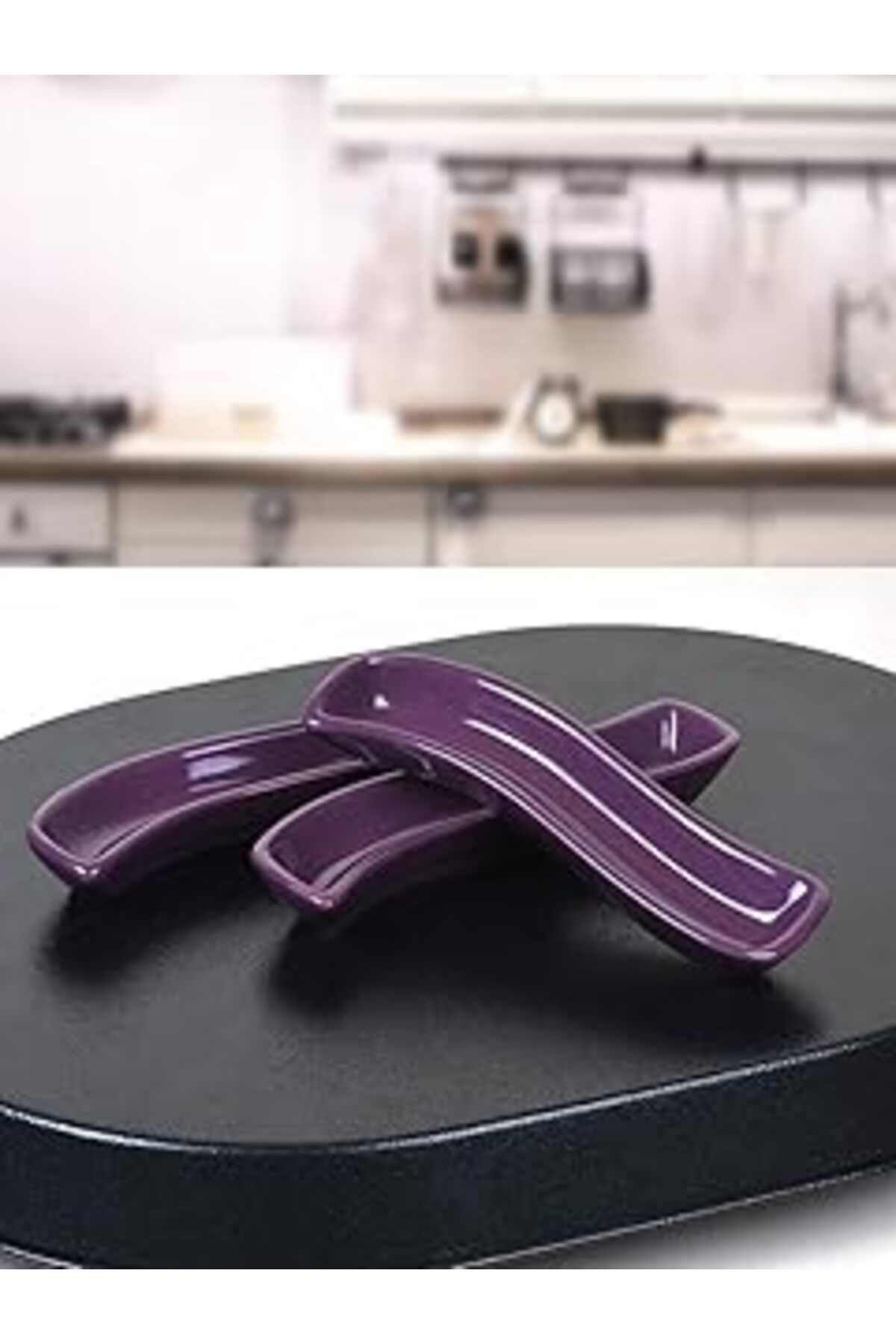 Mu Art Ahşap Keramika Mor İvory Zeytinlik 18 Cm 3 Adet