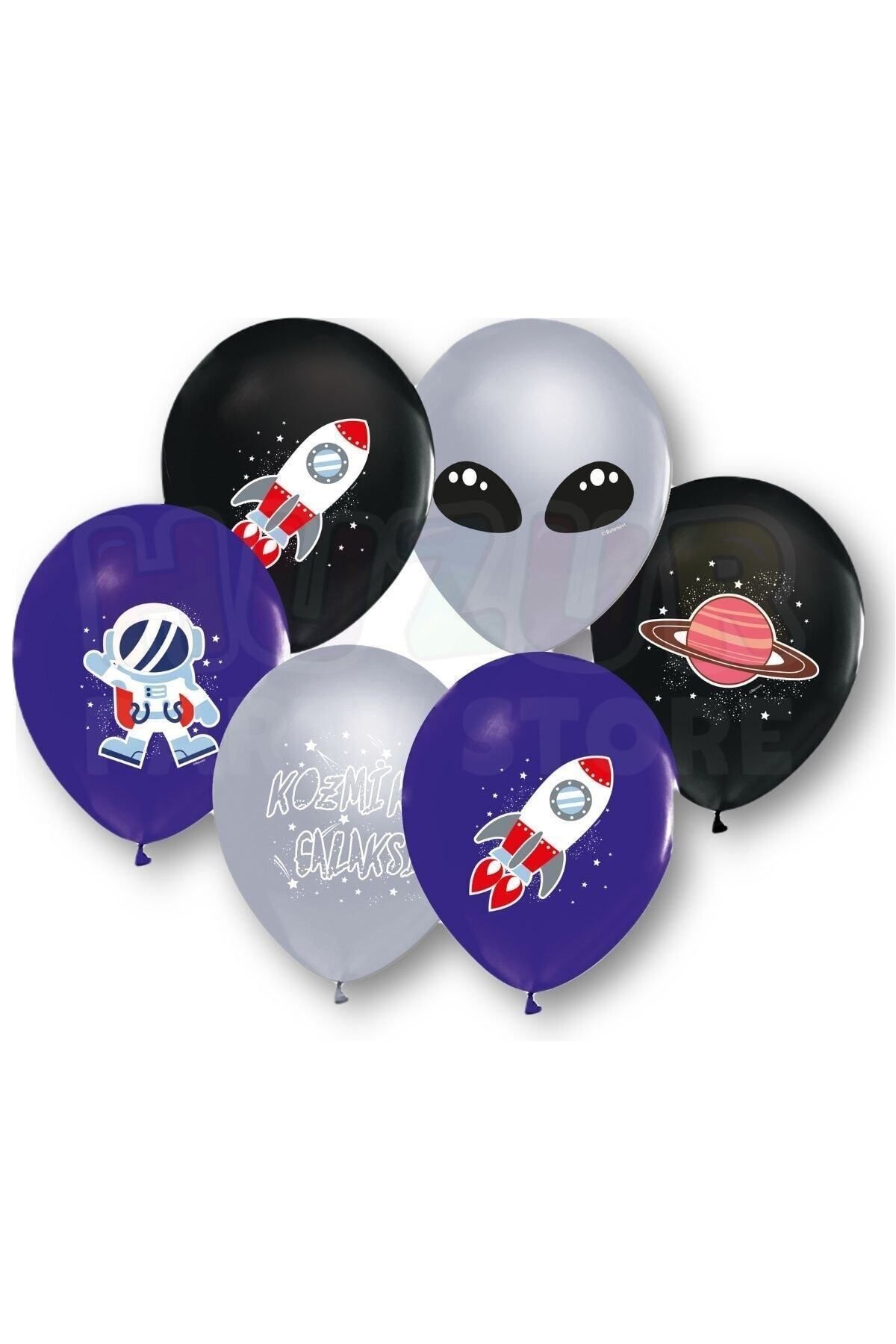 Baloncum Kozmik Galaksi Baskılı Balon 10 Adet 30 Cm Uzay Mekiği Astronot Galaksi Gezegen Temalı Baskılı Parti