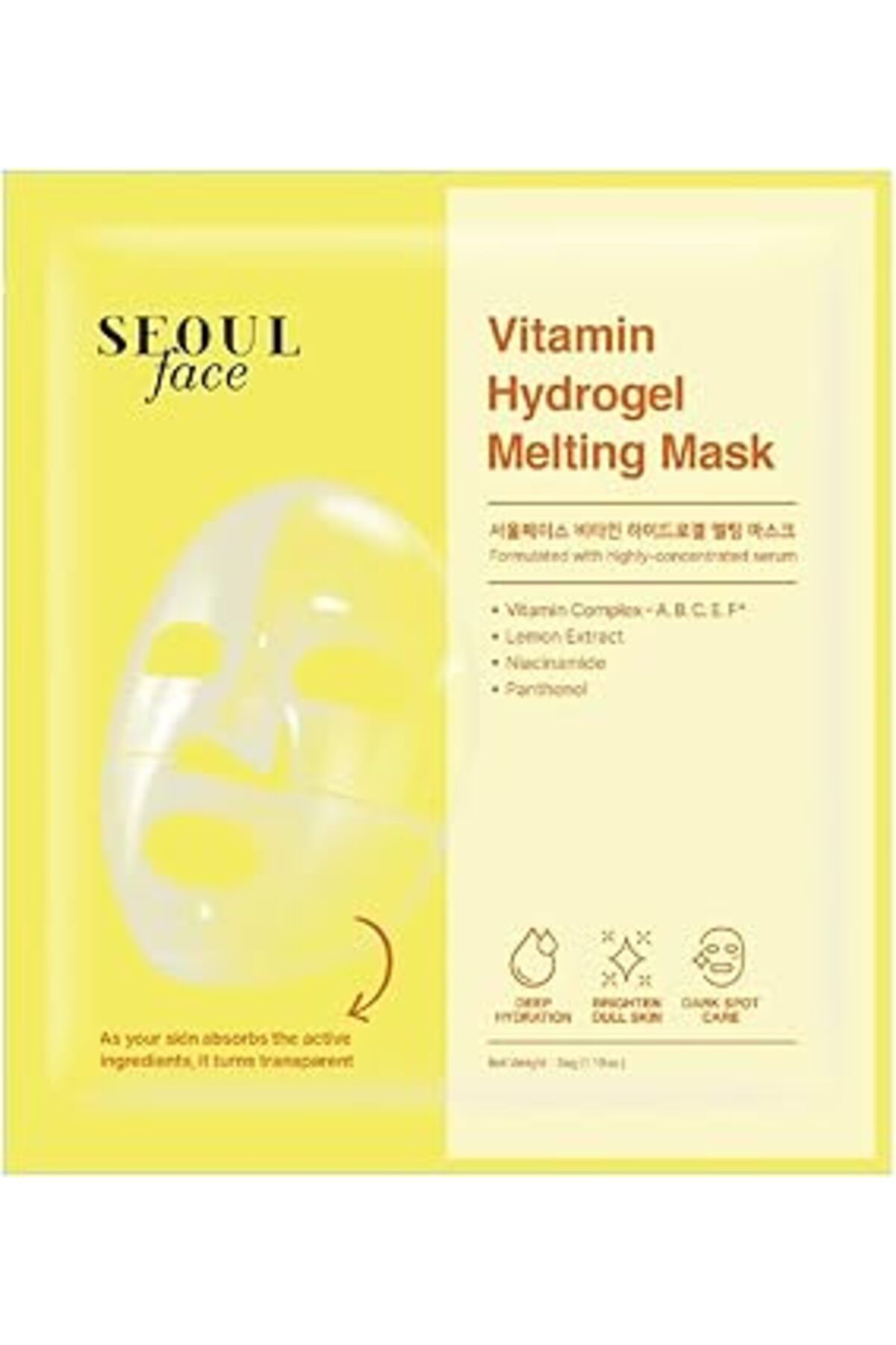 ASİTAN Dermal Seoulface Vitamin Hydrojel Şeffaflaşan Eriyen Maske 34 G