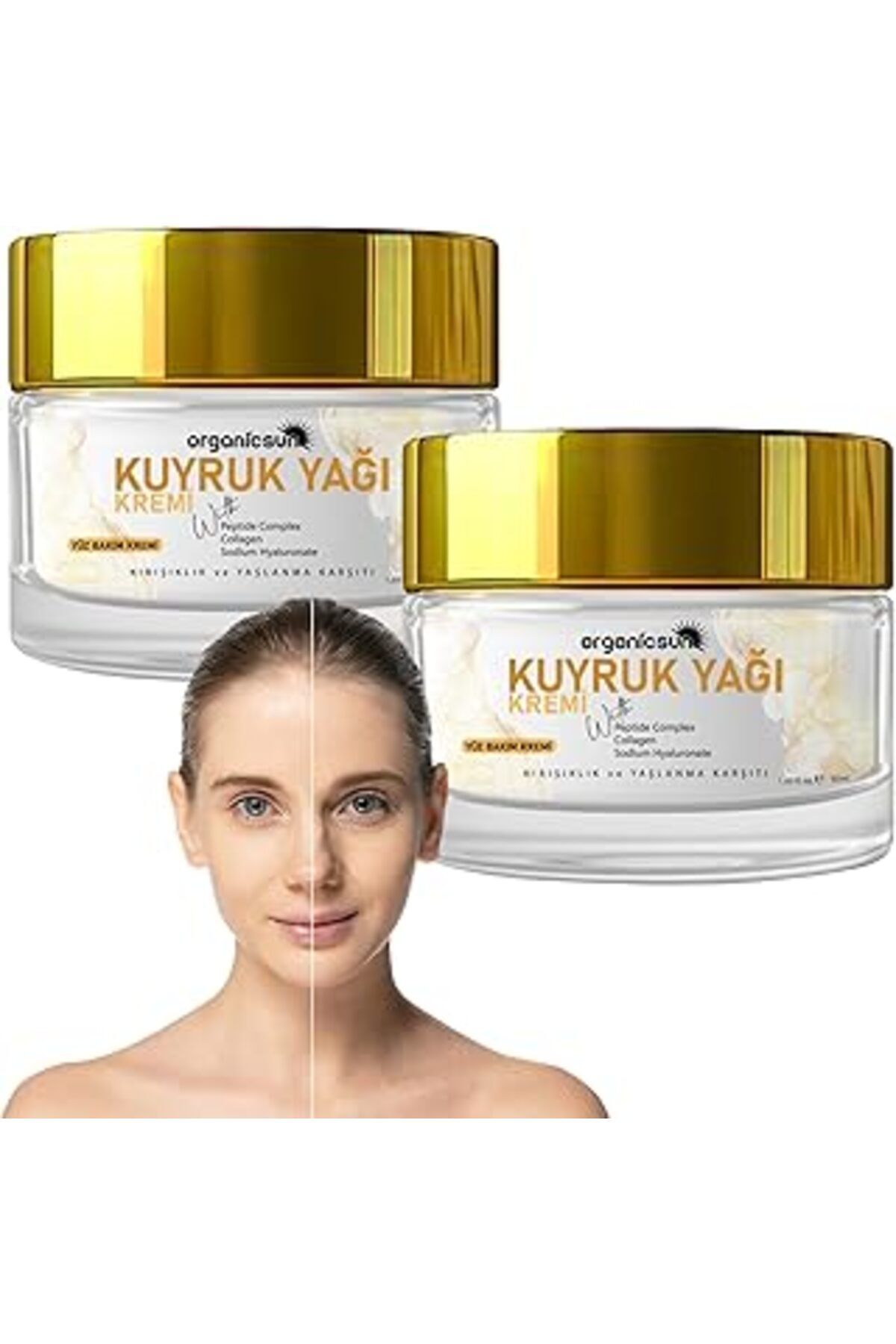 ASİTAN Organicsun Kuyruk Yağı Kremi 2'Li Set | Kırışıklık & Yaşlanma Karşıtı Anti Aging Yüz Bakım Kremi 50