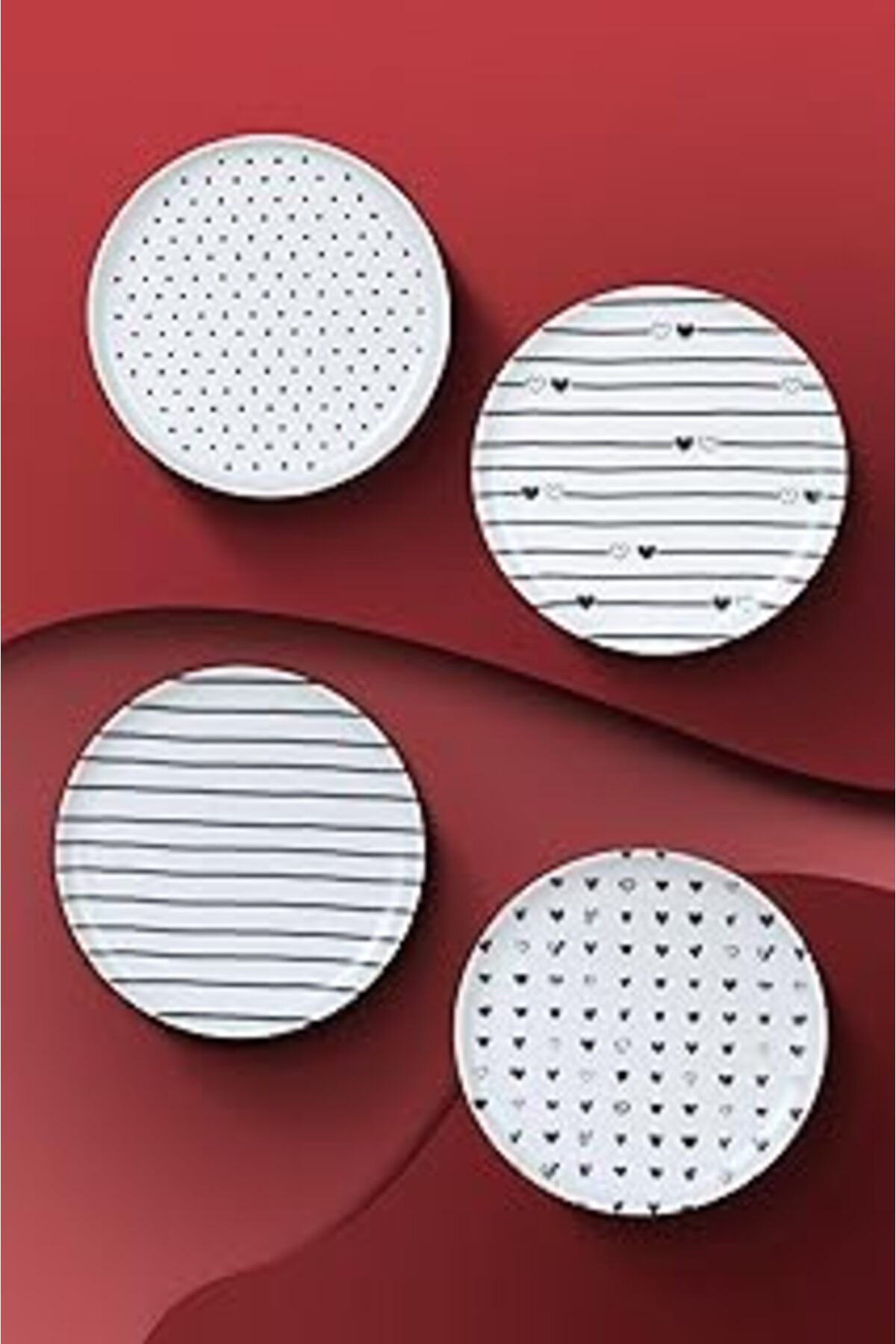 Mu Art Ahşap Porselen Pretty 4 Parça 15 Cm Tabak