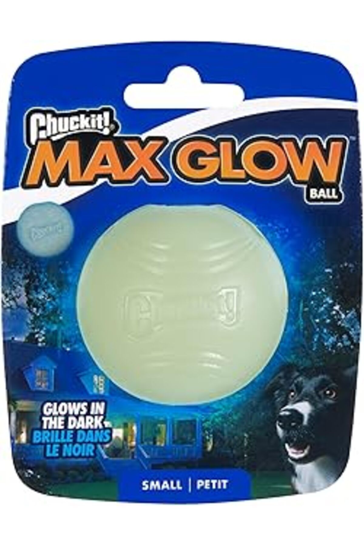 Mu Art Ahşap Chuckit! Max Glow Gece Parlayan Köpek Oyun Topu – Fosforlu, Dayanıklı Ve At-Getir Oyun Topu - (Smal