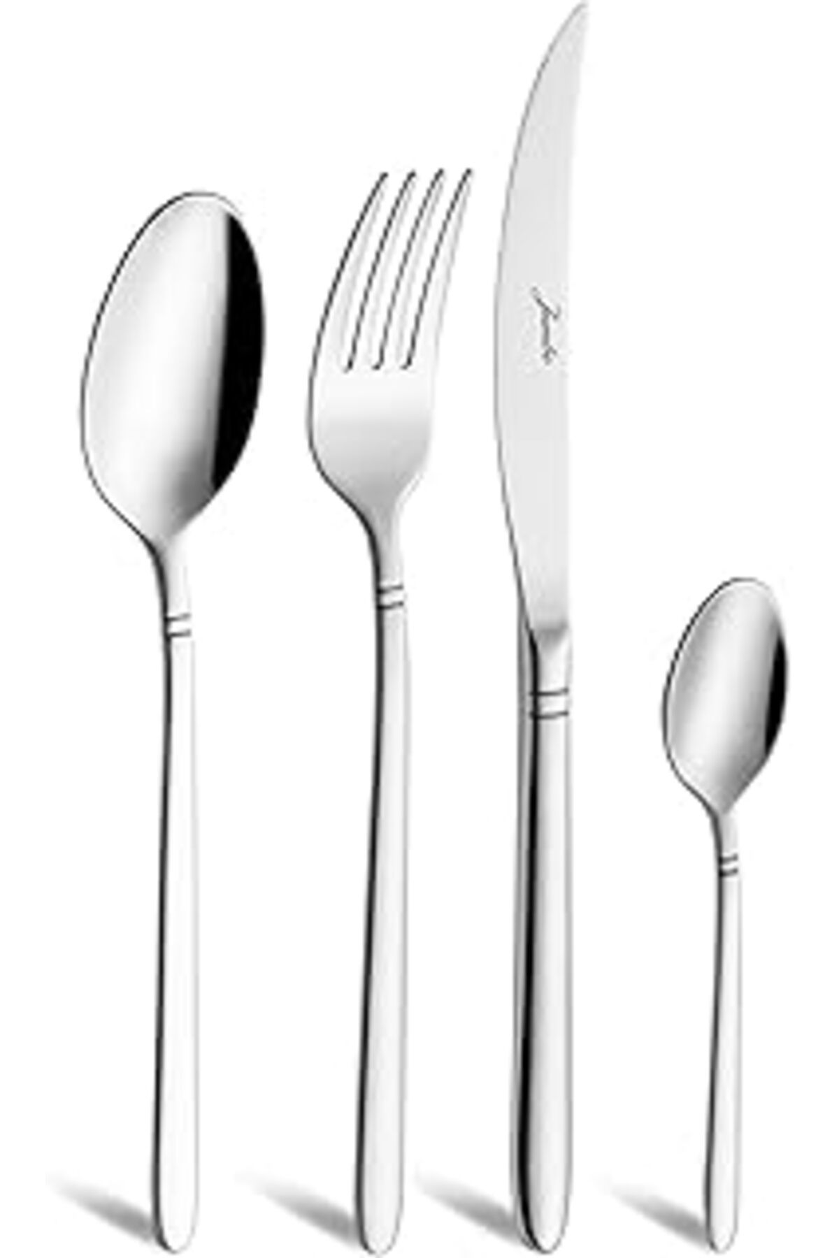 Mu Art Ahşap Jumbo 2002 24 Parça 6 Kişilik Tatlı Çatal Kaşık Bıçak Takımı Çelik