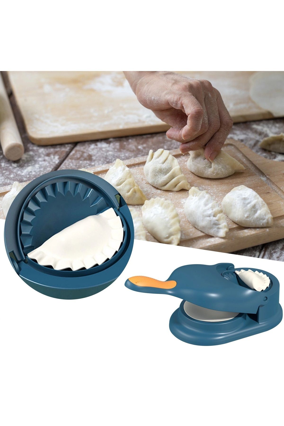 DEPPOSITE Çift Traflı Pratik Hamur Açıcı Mantı Börek Poğaça Hamur Açma Aparatı Ravioli Mantı Makinesi
