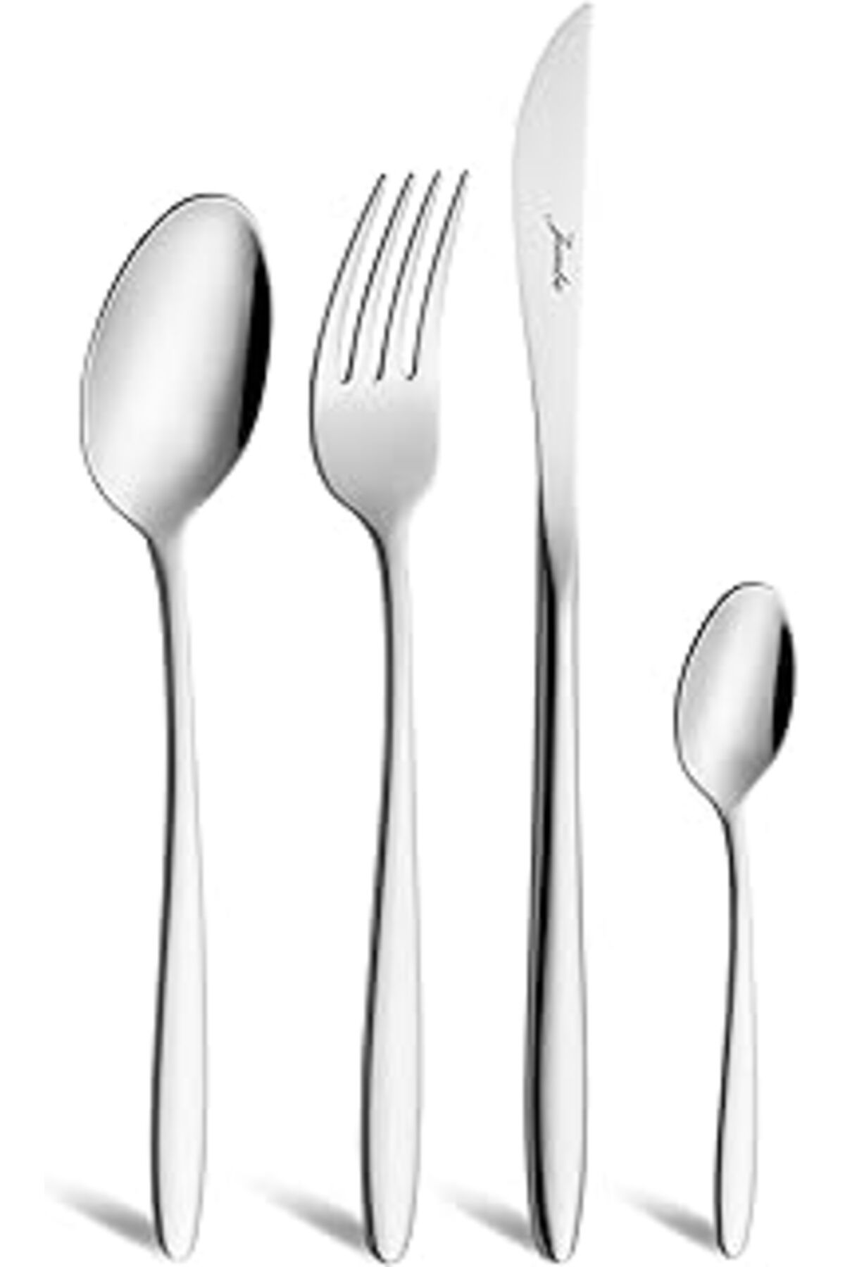 Mu Art Ahşap Jumbo 2003 24 Parça 6 Kişilik Tatlı Çatal Kaşık Bıçak Takımı Çelik
