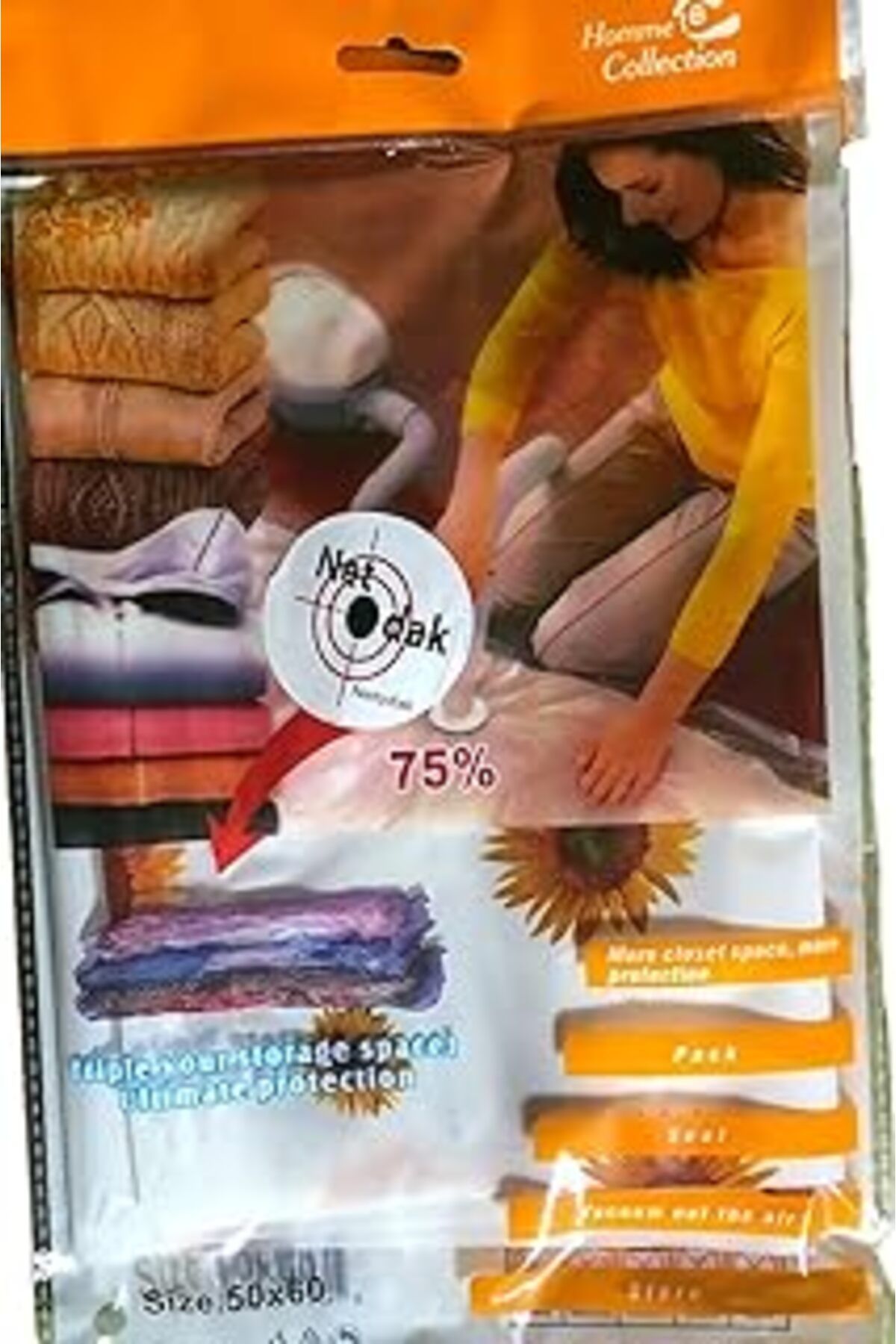 Qedii Vakumlu Hurç Poşet Saklama Torbası Elbise Hurcu (50X60)