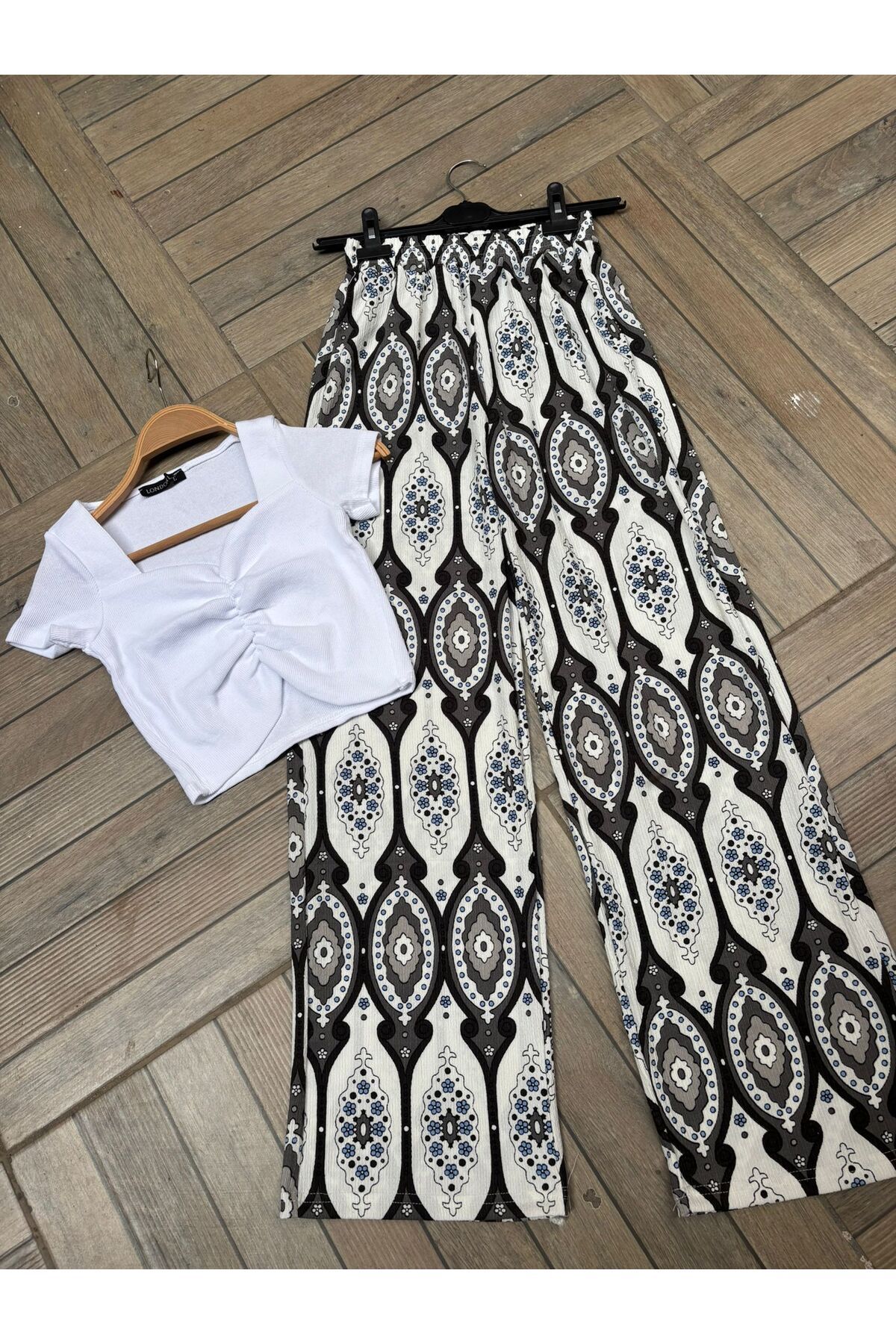 tülaybutik kadın yazlık desenli bürümcük kumaş desenli bol pantolon