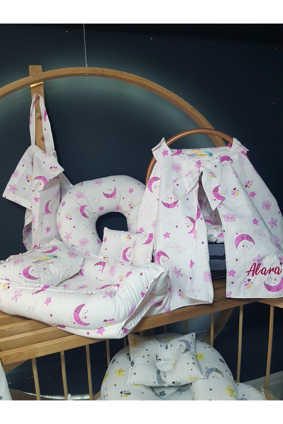 bebek_iklimi İsimli Puset Örtüsü - 7 Parça Bebek Seti – Babynest Anne Yanı Yatak, Puset Takımı, Emzirme Yastığı fotoğrafı 7 (önizleme)