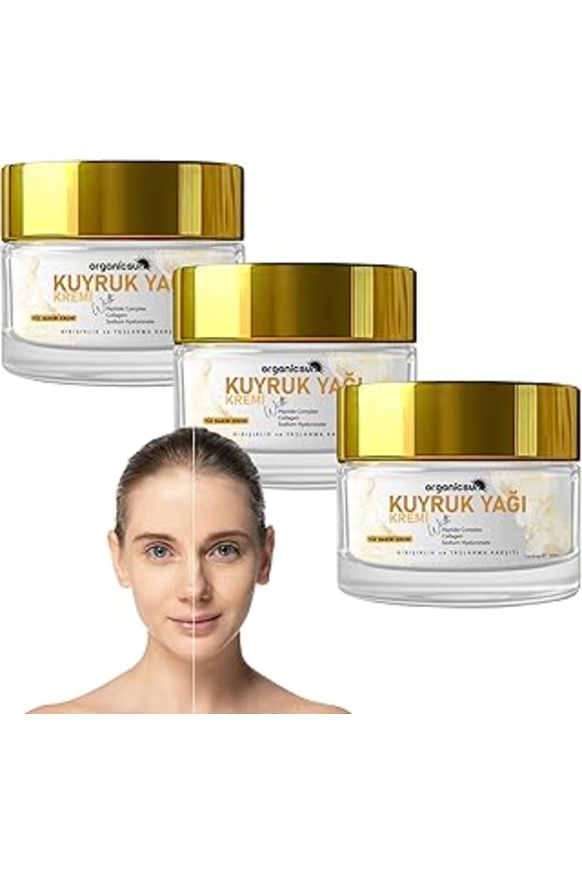 ASİTAN Organicsun Kuyruk Yağı Kremi 3'Lü Set | Kırışıklık & Yaşlanma Karşıtı Anti Aging Yüz Bakım Kremi 50