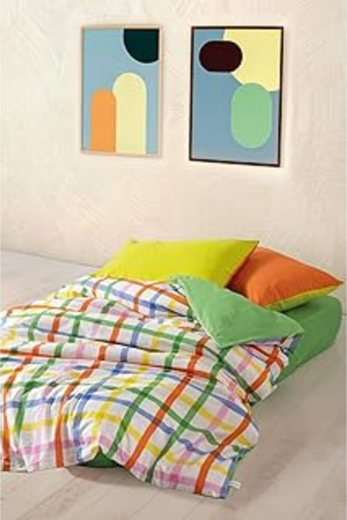 Qedii Cozy Home Popping Colors Tek Kişilik Lastikli Çarşaflı Nevresim Takımı Hype Yeşil