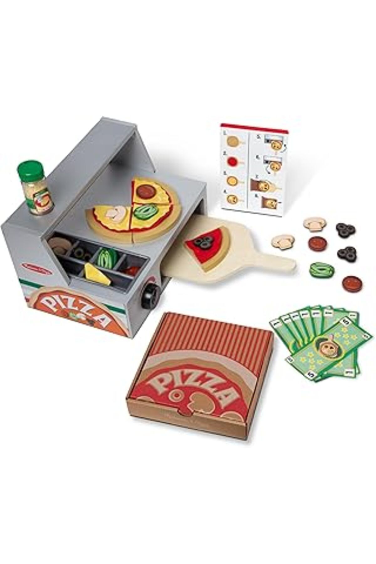 Qedii Melissa & Doug Ahşap Tezgah Ve Pizza Tezgahı Oyun Seti, Ahşap Oyuncaklar, Oyuncak Yiyecek, Sembolik