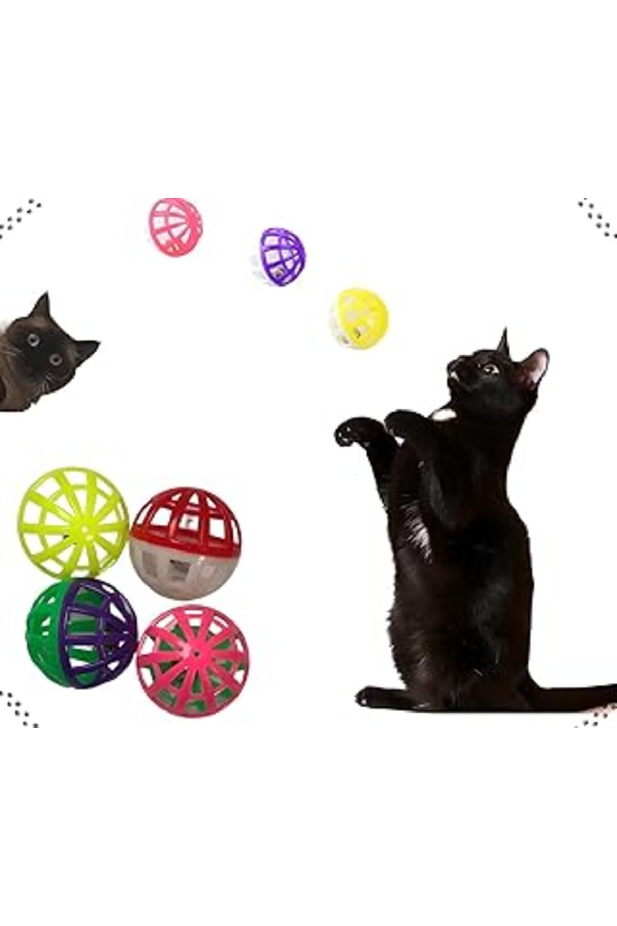 ASİTAN Çıngıraklı Kedi Topu, Evcil Hayvan Çıngırak Zilli Ses Çıkaran Kedi Köpek Eğlence Oyuncağı 2 Adet