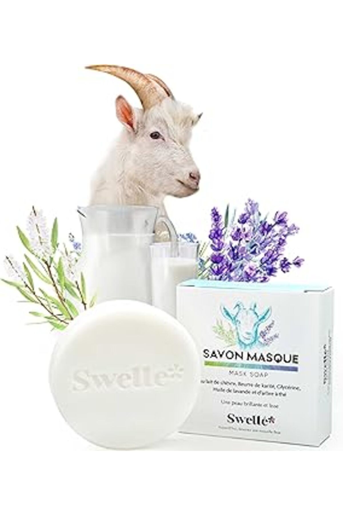 Mu Art Ahşap Swelle Keçi Sütü Sabunu 110Gr Shea Butter Çay Ağacı Lavanta Yüz Maskesi 1 Adet Doğal Katı Sabun Vüc