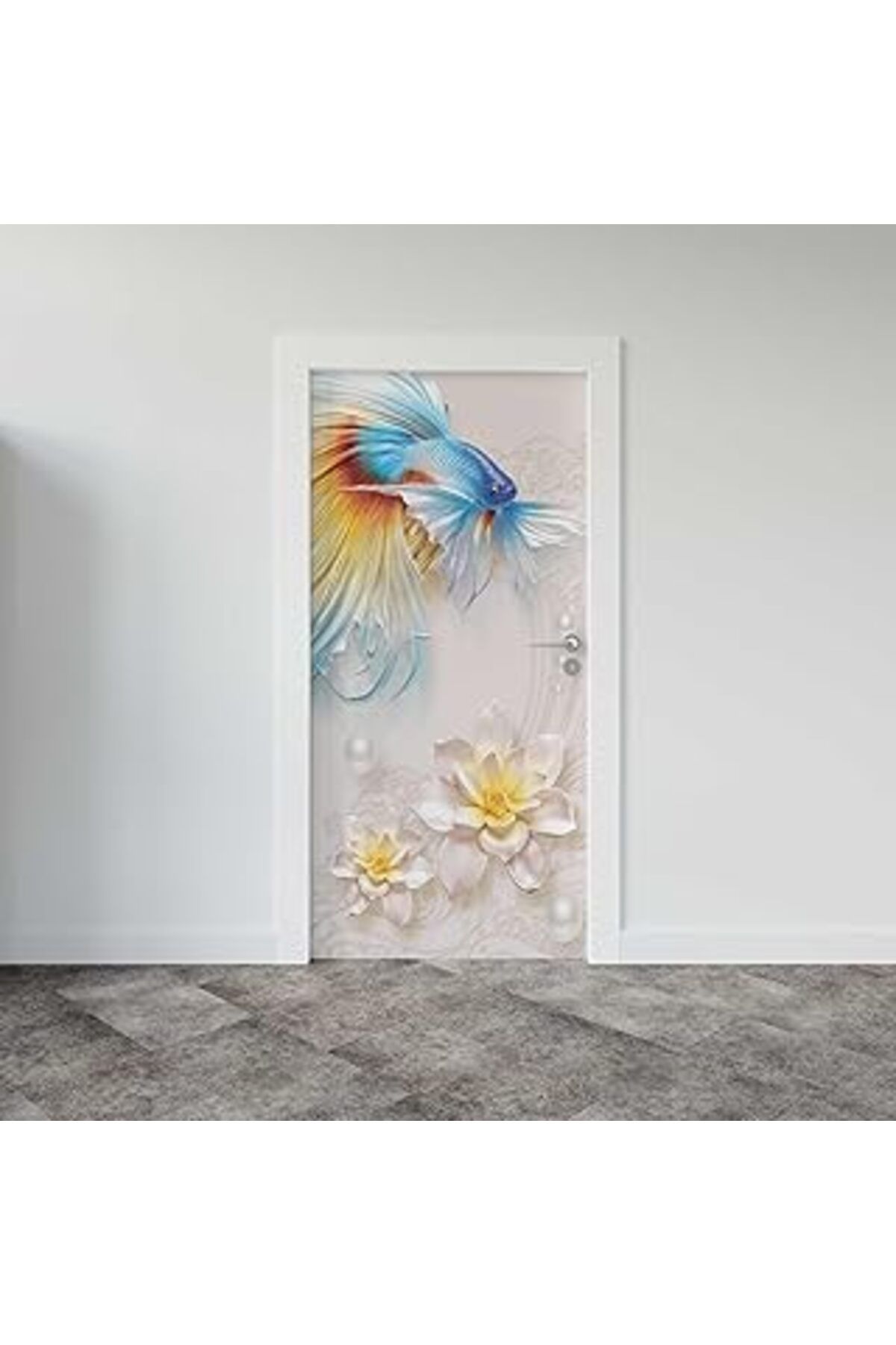 Qedii Kapı Giydirme Kapı Sticker Folyosu 3D Balık