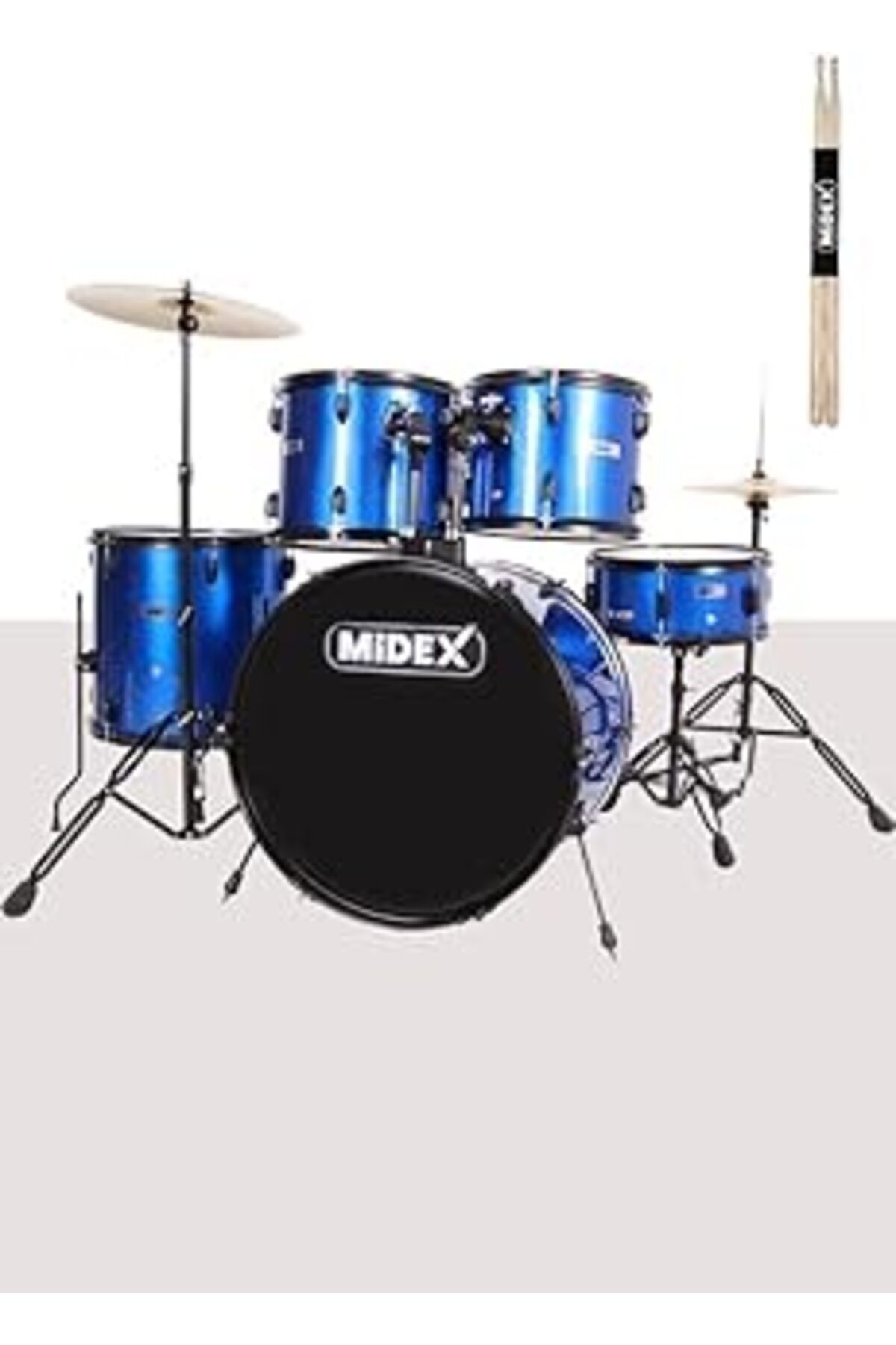Qedii Midex Cd900X-Bl 22'' Yetişkin Akustik Bateri Davul Seti 22B-13T-12T-16F-14S (5 Parça)
