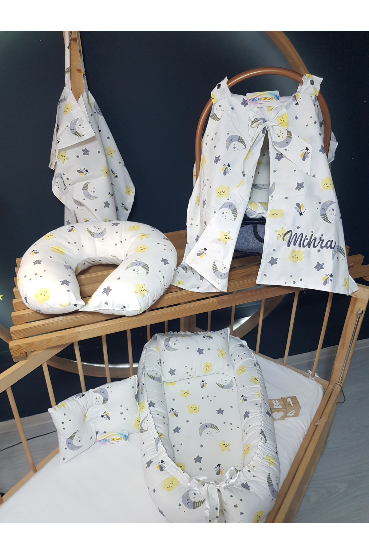 bebek_iklimi İsimli Puset Örtüsü - 7 Parça Bebek Seti – Babynest Anne Yanı Yatak, Puset Takımı, Emzirme Yastığı fotoğrafı 7 (önizleme)