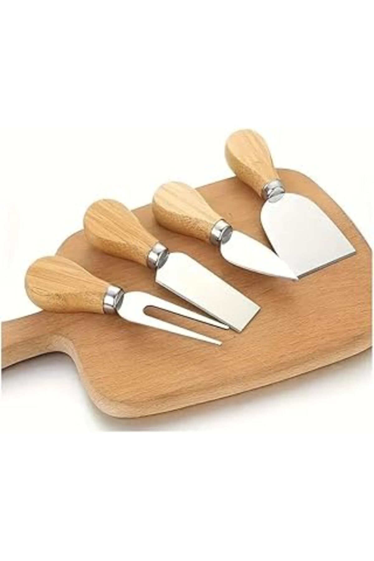 ASİTAN Bambu Saplı 4'Lü Mini Çelik Şarküteri Bıçakları Servis Sunumluk Peynir Ve Ekmek Kesimi Için Spatula