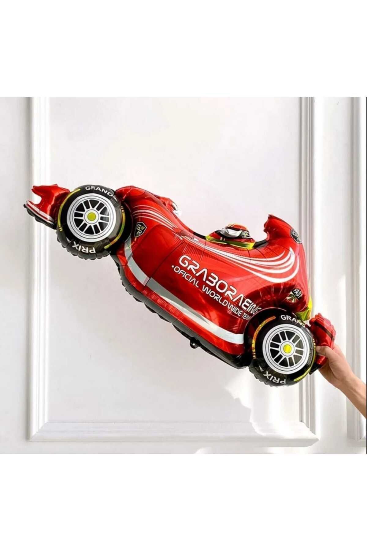 Baloncum Parti Aşkı Kırmızı Yarış Arabası Formula Temalı Folyo Balon Büyük Boy 52*110 Cm