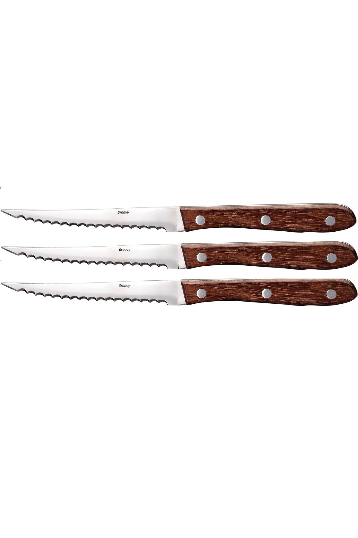Biradlı GÜL SAPLI STEAK BIÇAK 3'LÜ