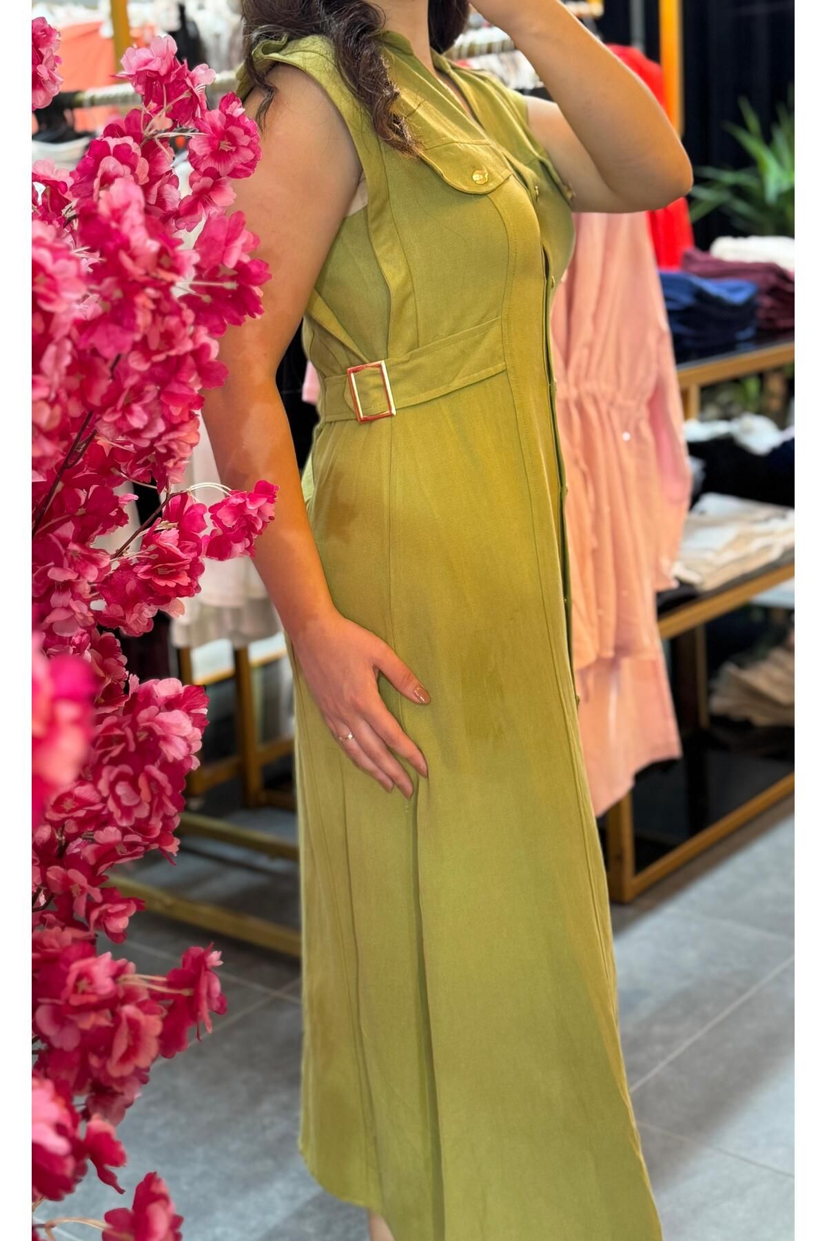 Büşra Fashion ZR Keten Elbise
