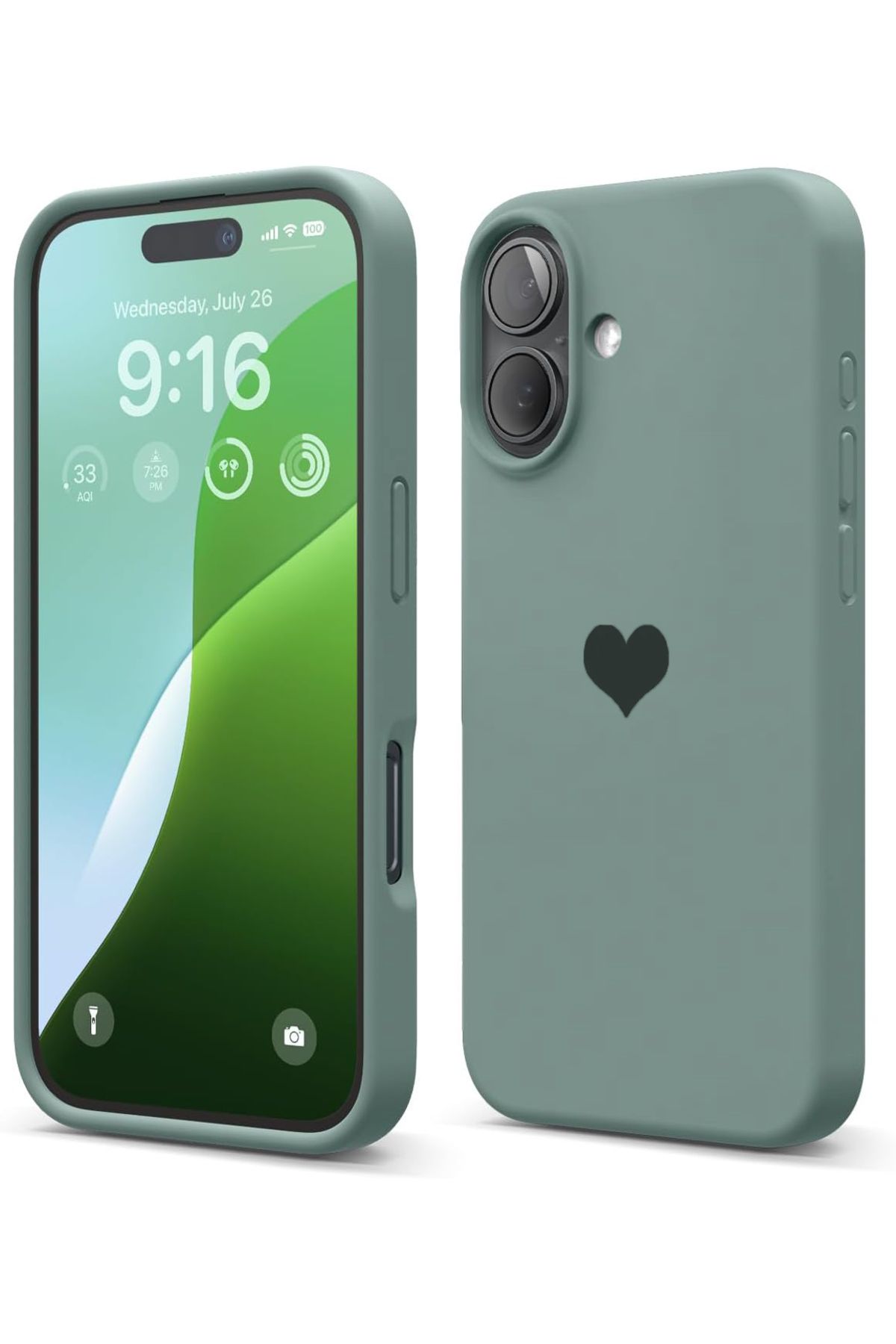 Aksesuarkolic iPhone 16 Plus İçin Kalp Logolu İçi Kadife Silikon Kılıf