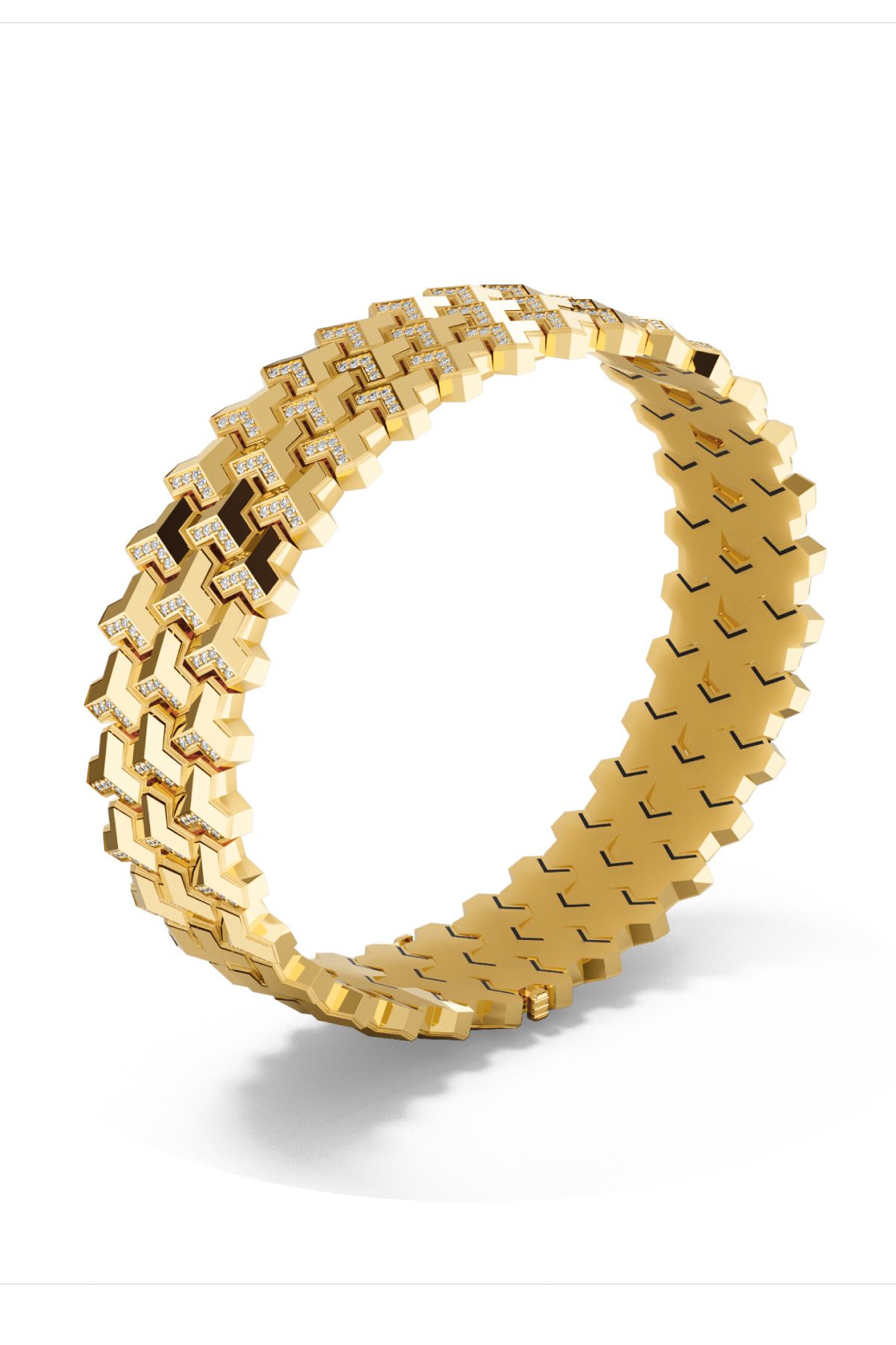 laria jewelry Zirkon Taşlı Gold VIP Kelepçe Bileklik