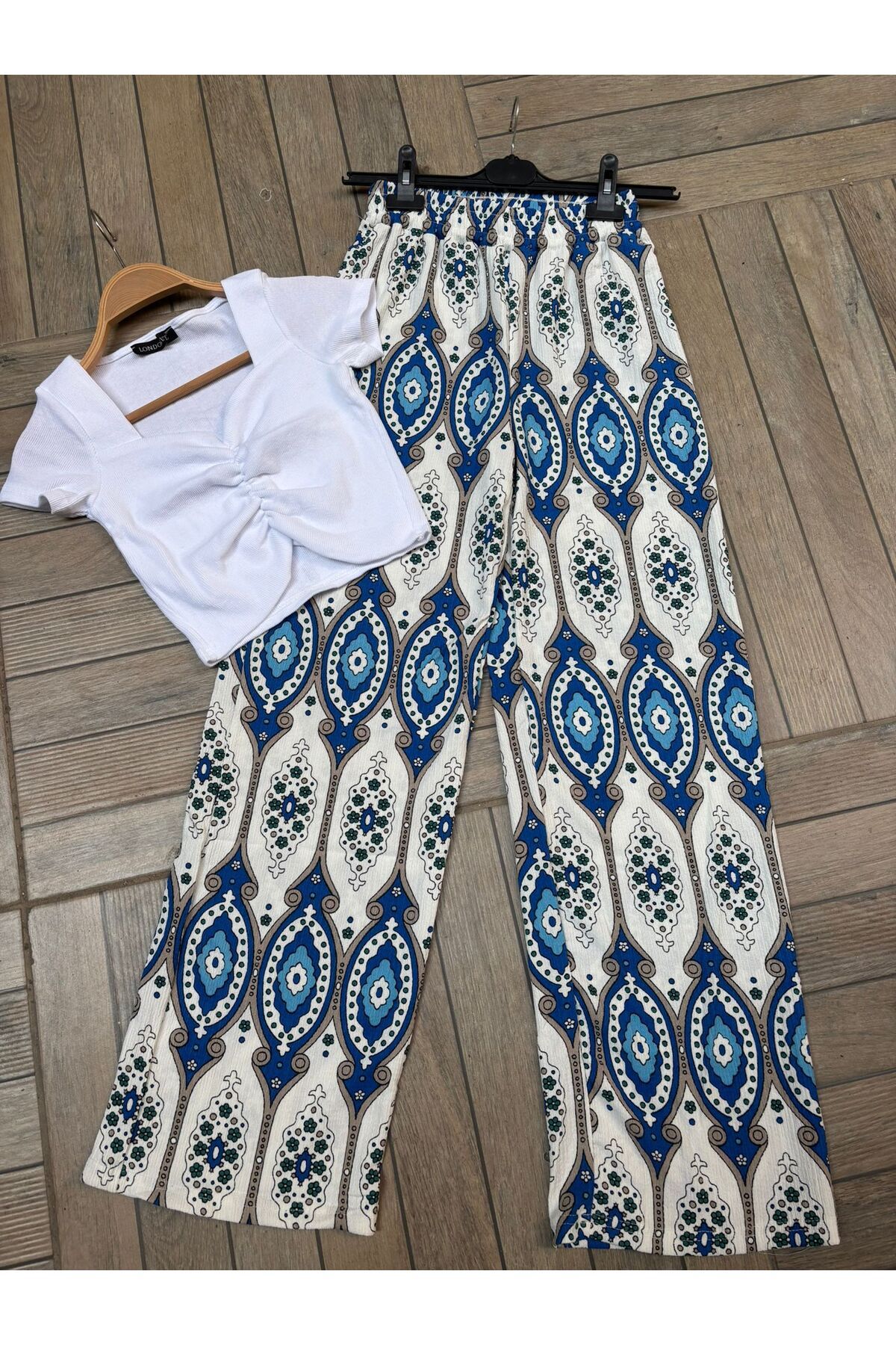 tülaybutik kadın yazlık bürümcük kumaş desenli bol pantolon