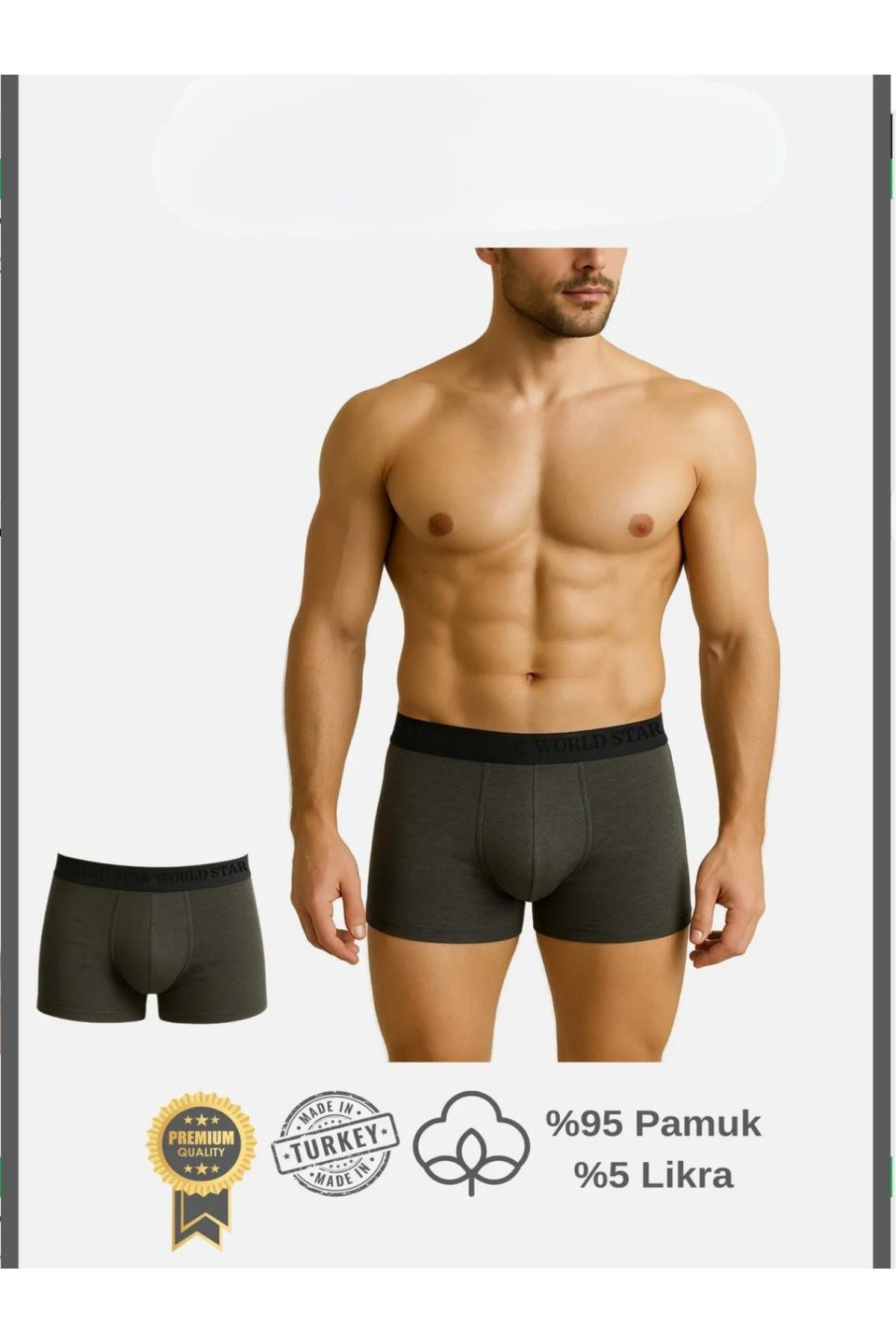 civetta Pamuklu Düz Antrasit Renk Erkek Boxer