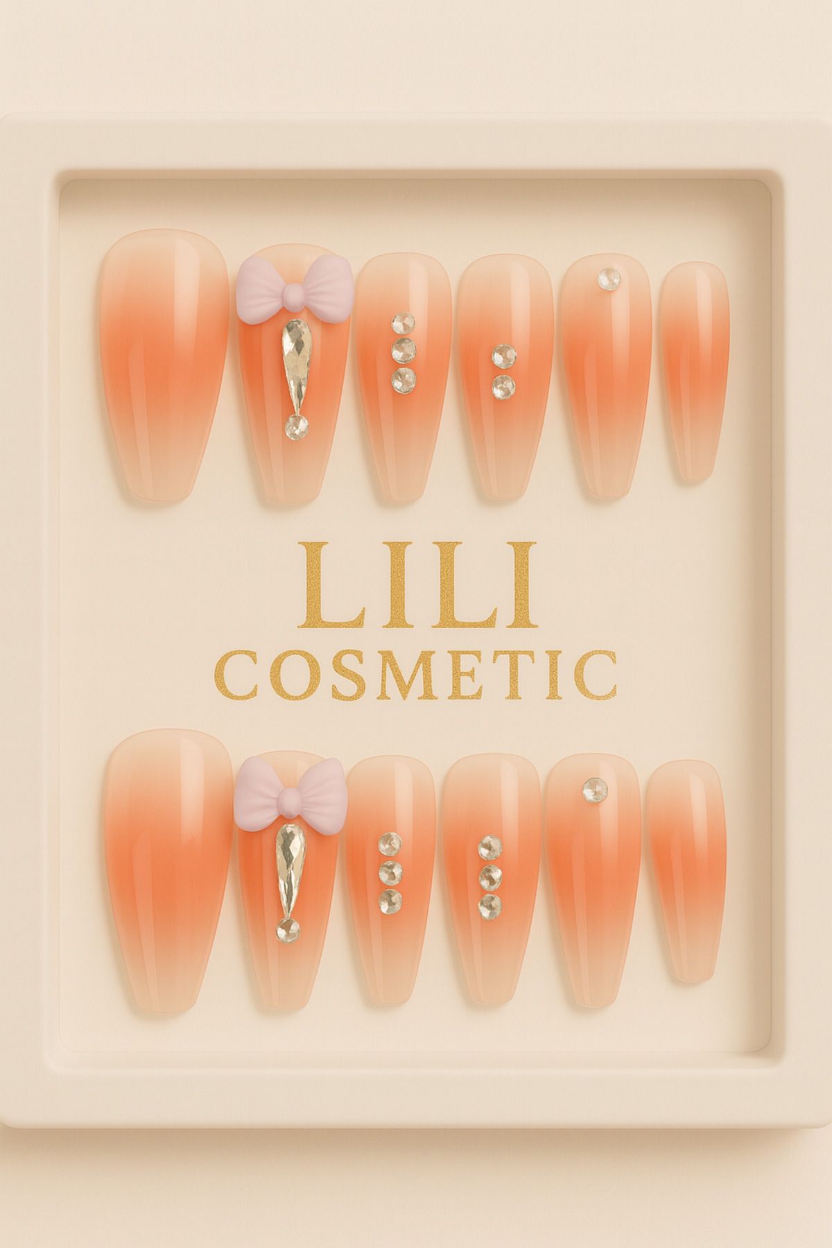 Lili Cosmetic Lüx Taşlı 5D Yavru Ağızı Takma Tırnak Kendinden Yapışkanlı 12li