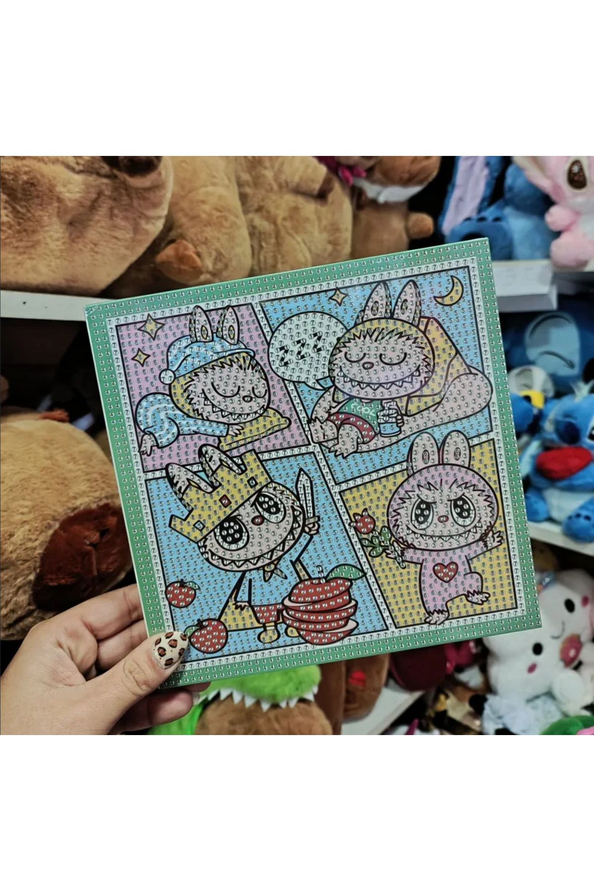 synshop Labubu Elmas Mozaik Kendin Yap Dıy Boyama Seti Boncuklu Taşlı Tablo Tuval Sanat Kit Taşlama
