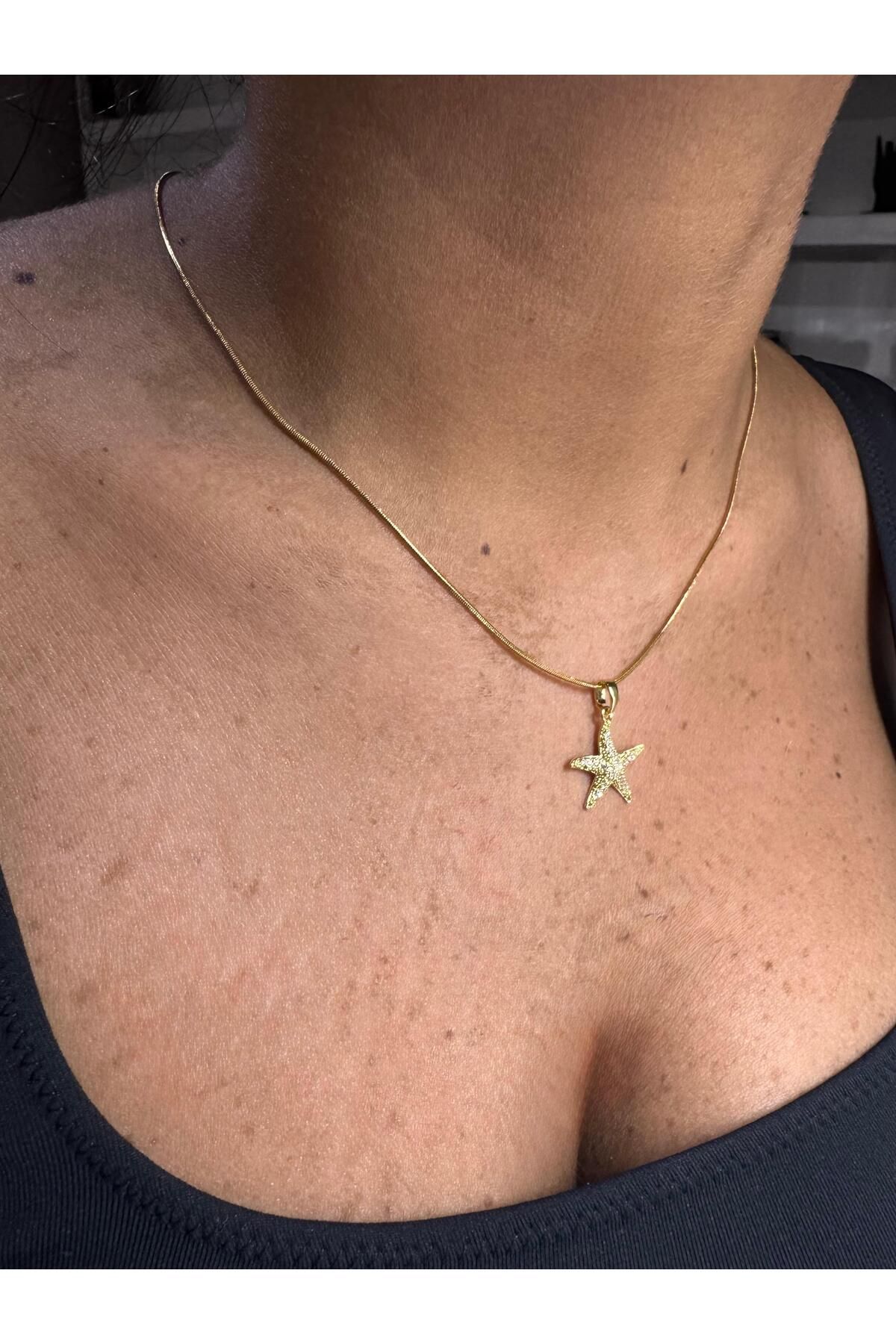livaz accessories Çelik Gold Yıldız Kolye