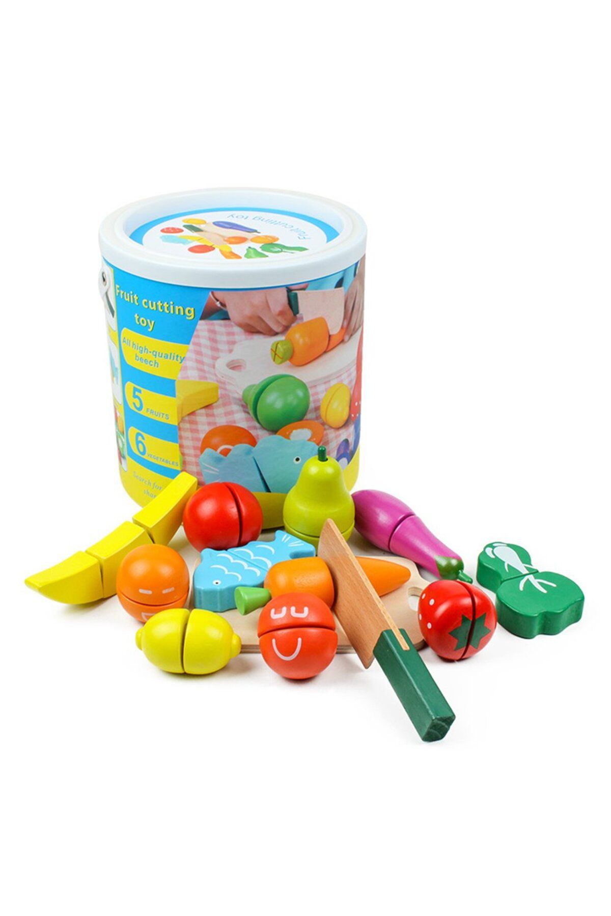 İSP-Wooden fruit and vegetable bucket "ISP Bucket" without sharp edges, contains chopper and knife, p 7