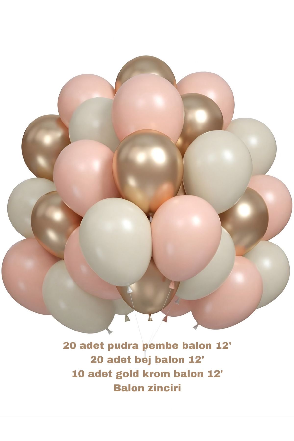 Öztürkpartievi Pudra Pembe Gold Balon 50 adet