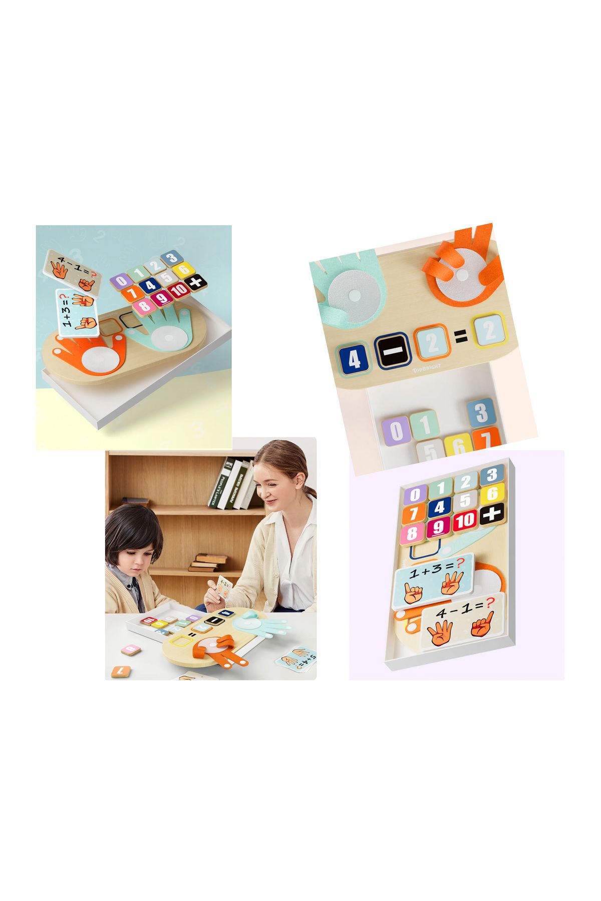 Calimera Toys-Wooden Finger Arithmetic Game Math and Number Counting Learning 3