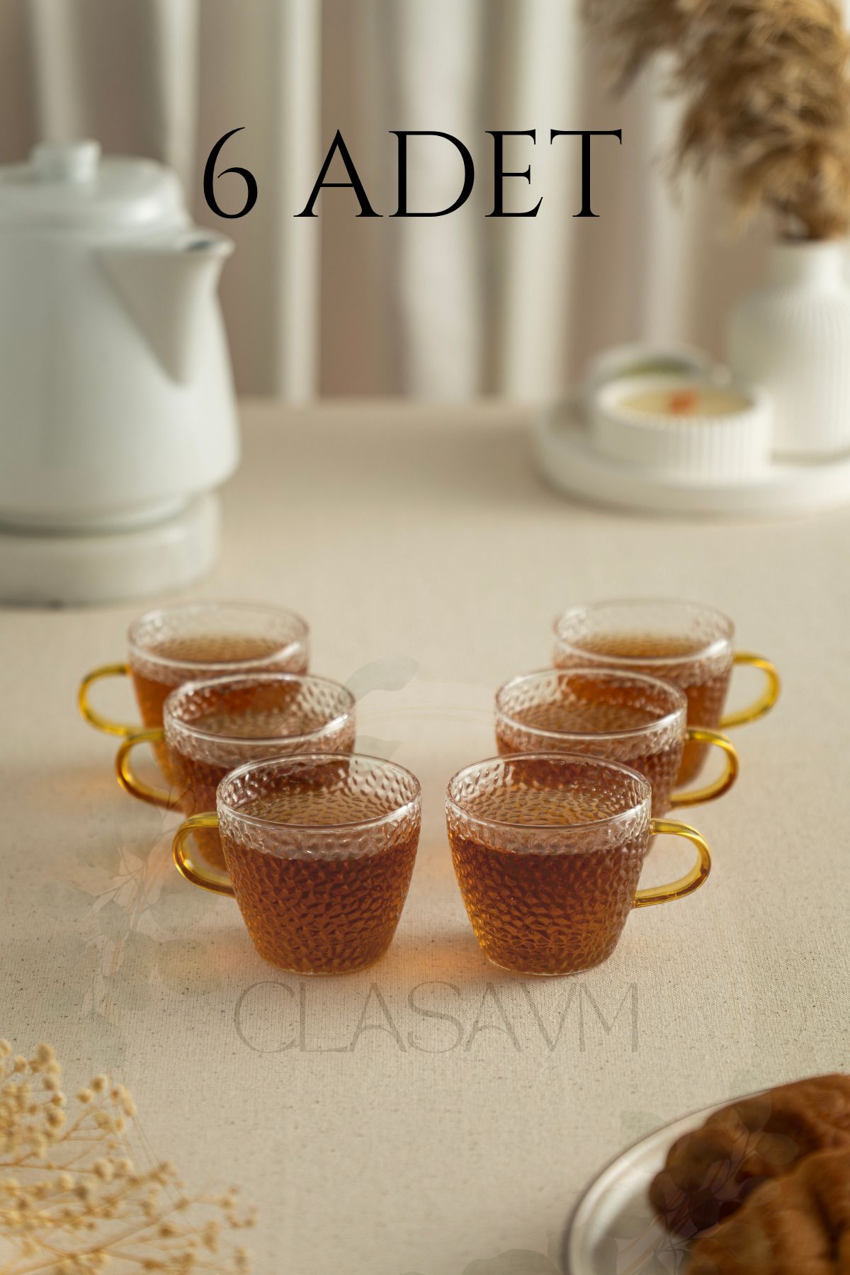 clasavm Silva Şeffaf Cam 6'lı Kahve Espresso Çay Bardak Seti 110 ml - Modern ve Zarif Tasarım |6 Adet Bardak