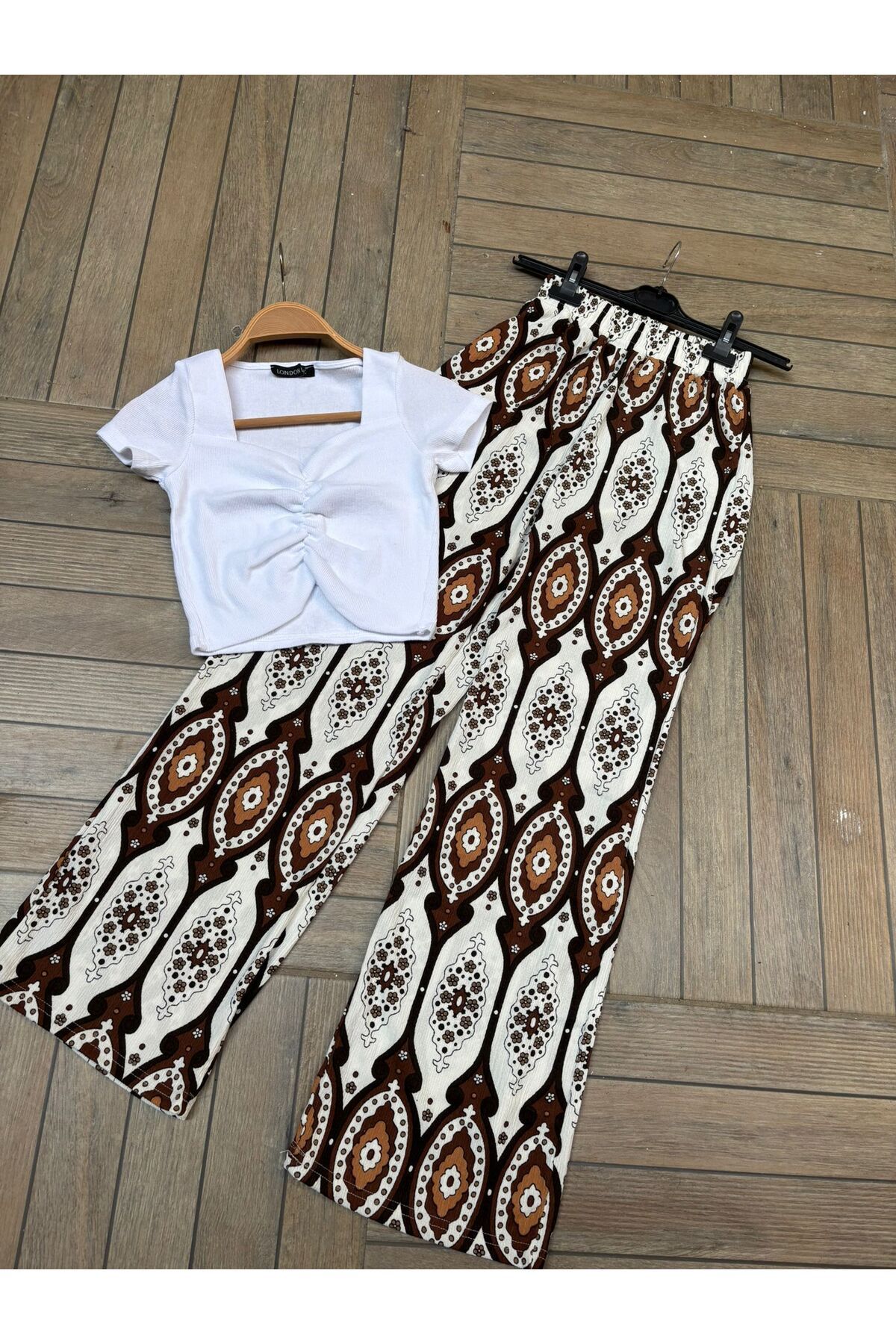 tülaybutik kadın yazlık bürümcük kumaş desenli bol pantolon