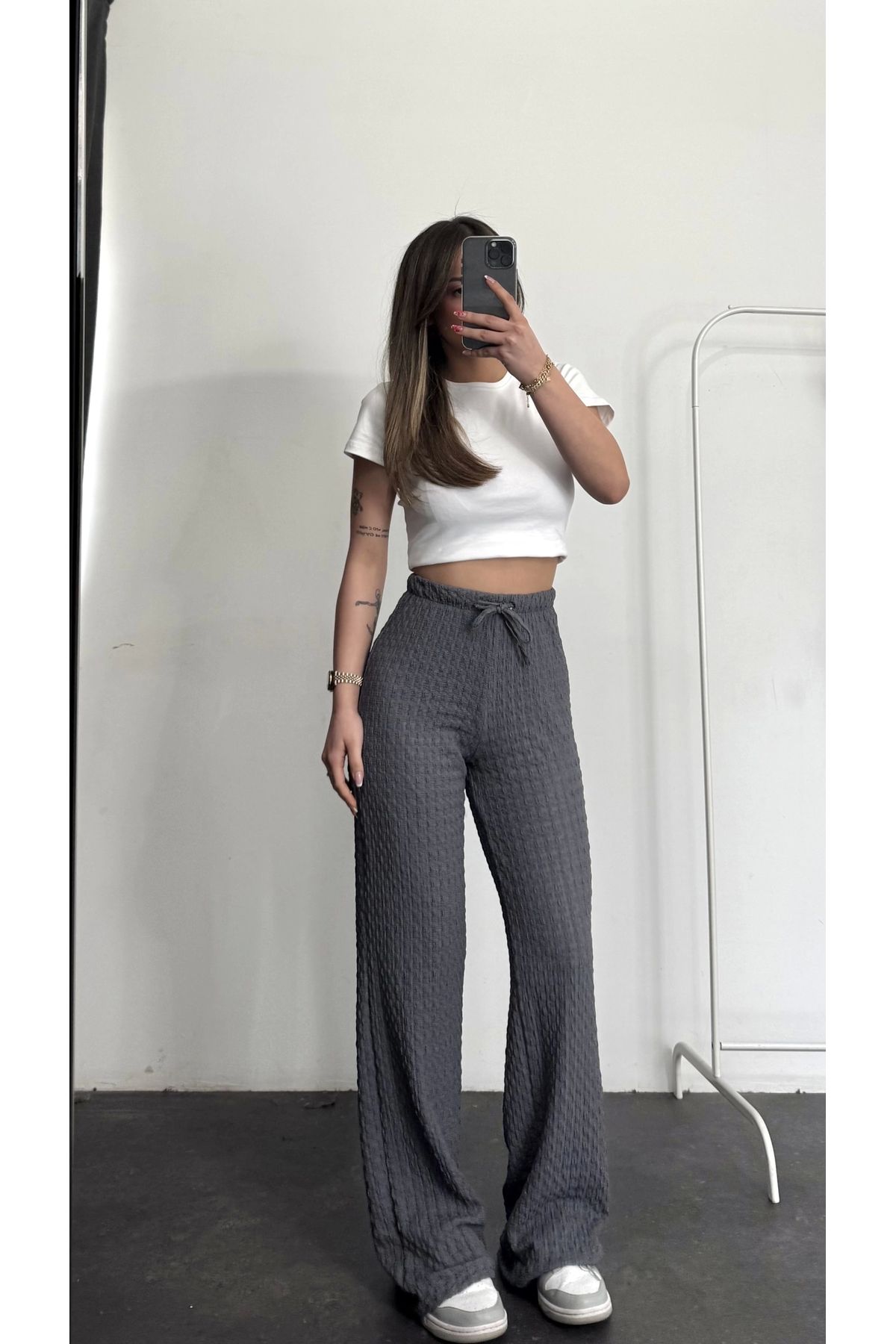 nona butik Lala Bürümcük Pantolon - Antrasit