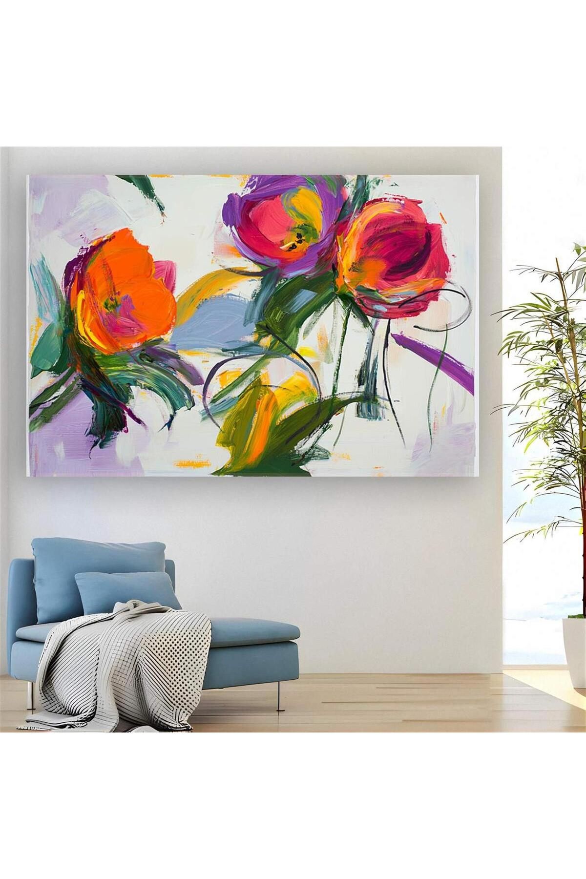 Ritmo Canvas Suluboya Çiçekler Kanvas Tablo